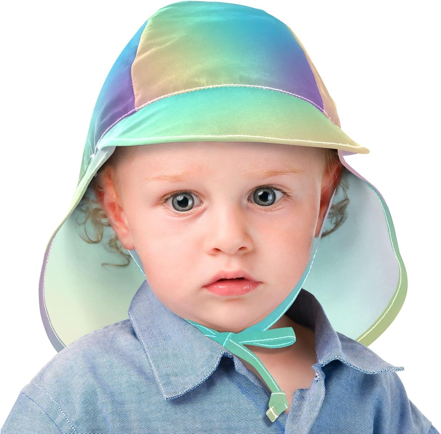 Adjustable Pastel Gradient Rainbow Unisex Toddler Bucket Hat for Summer