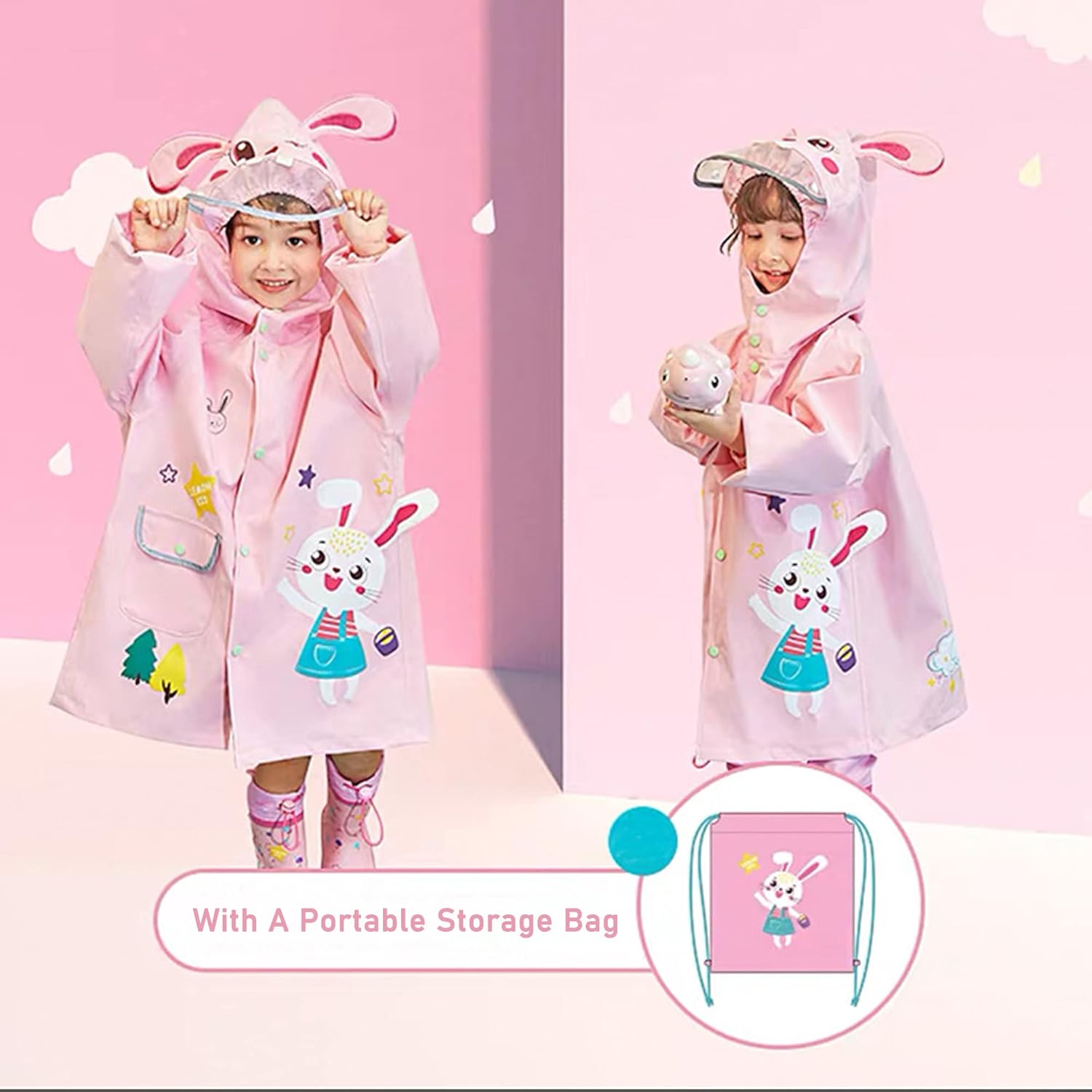 Kids Reflective Rain jackets for 4-6 year boys and girls