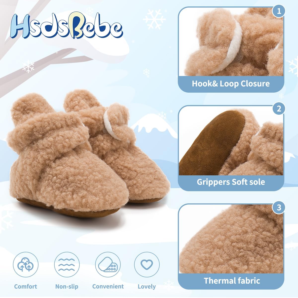 HsdsBebe Unisex Newborn Baby Cotton Booties