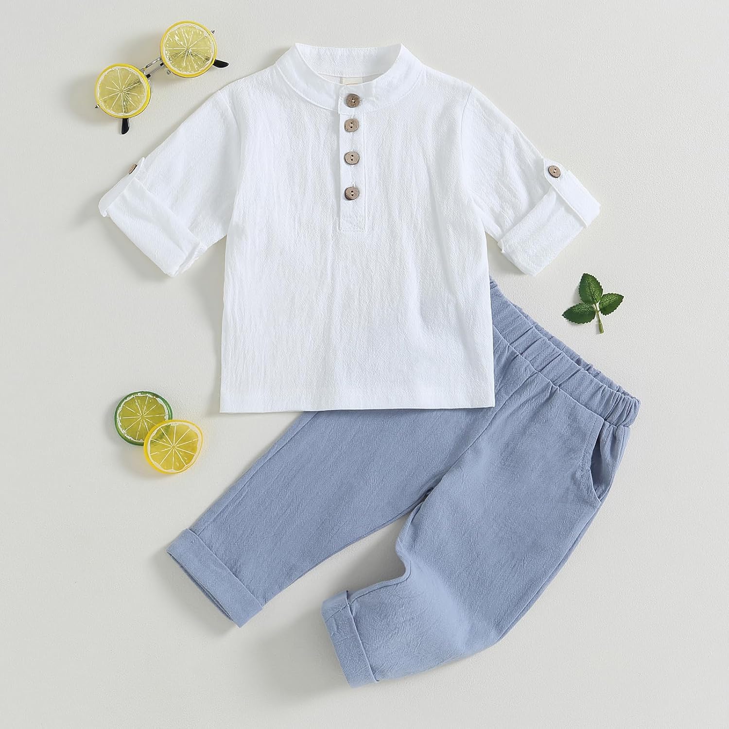 Premium Cotton Linen Toddler Boys Clothing Set