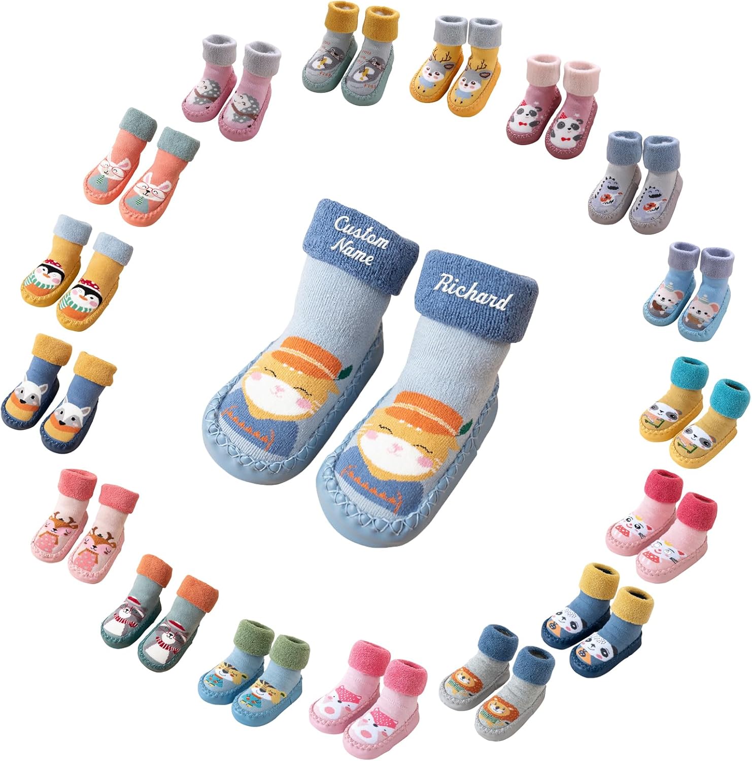 Personalized Baby Socks with embroidery for toddlers - Soft non-slip unique design