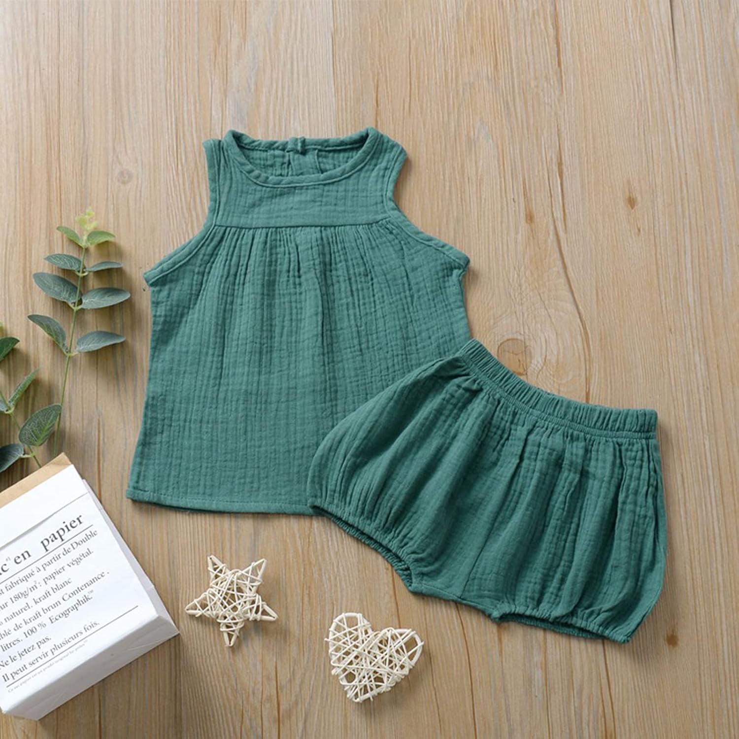 Adorable Solid Tank Romper Set for Baby
