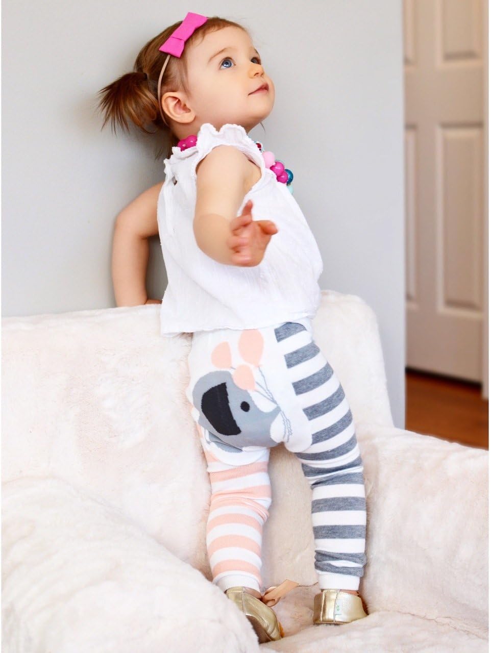 Doodle Pants Leggings Blue Rainbow Pink Elephant