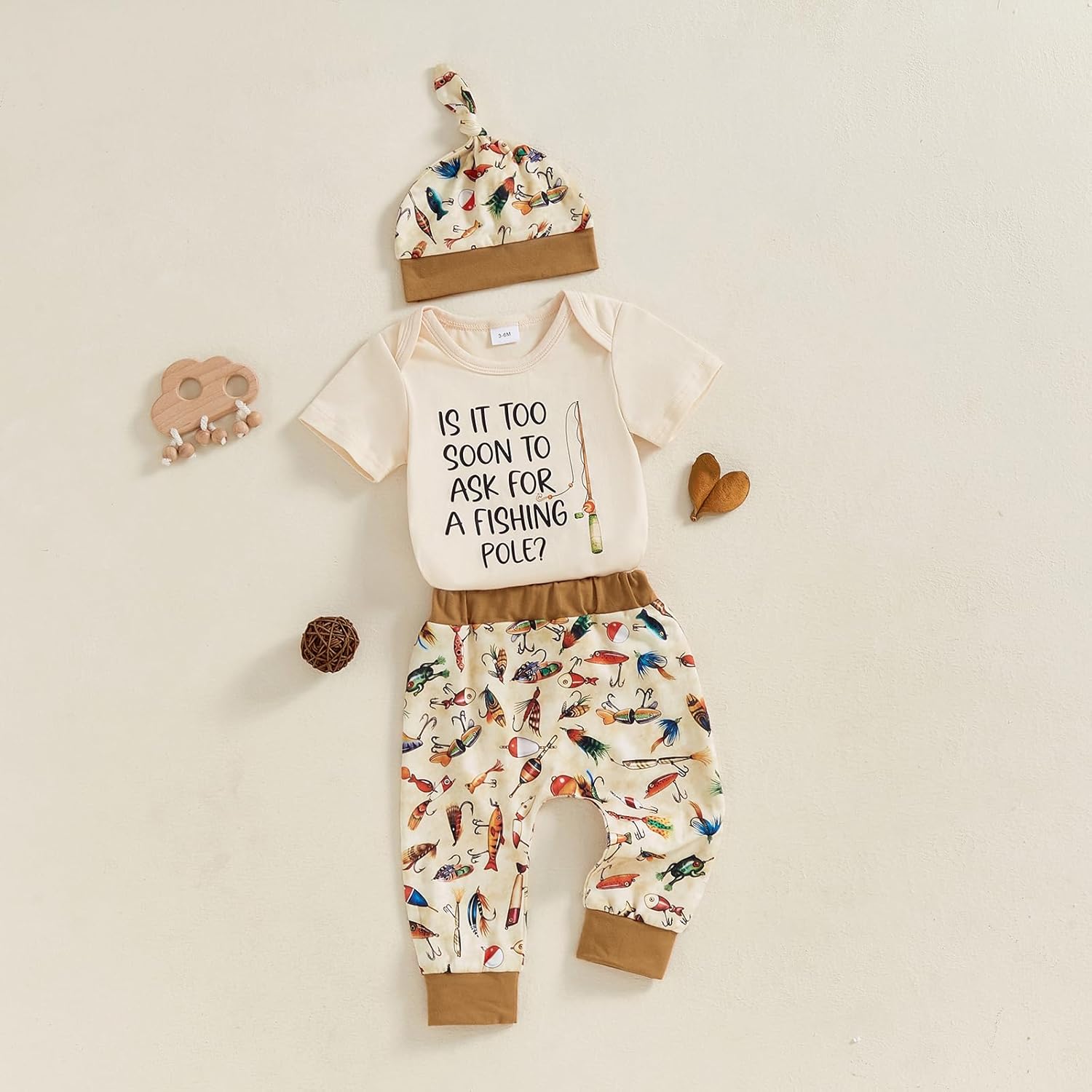 Newborn Baby Boy Cute Fishing Short Sleeve Romper Set