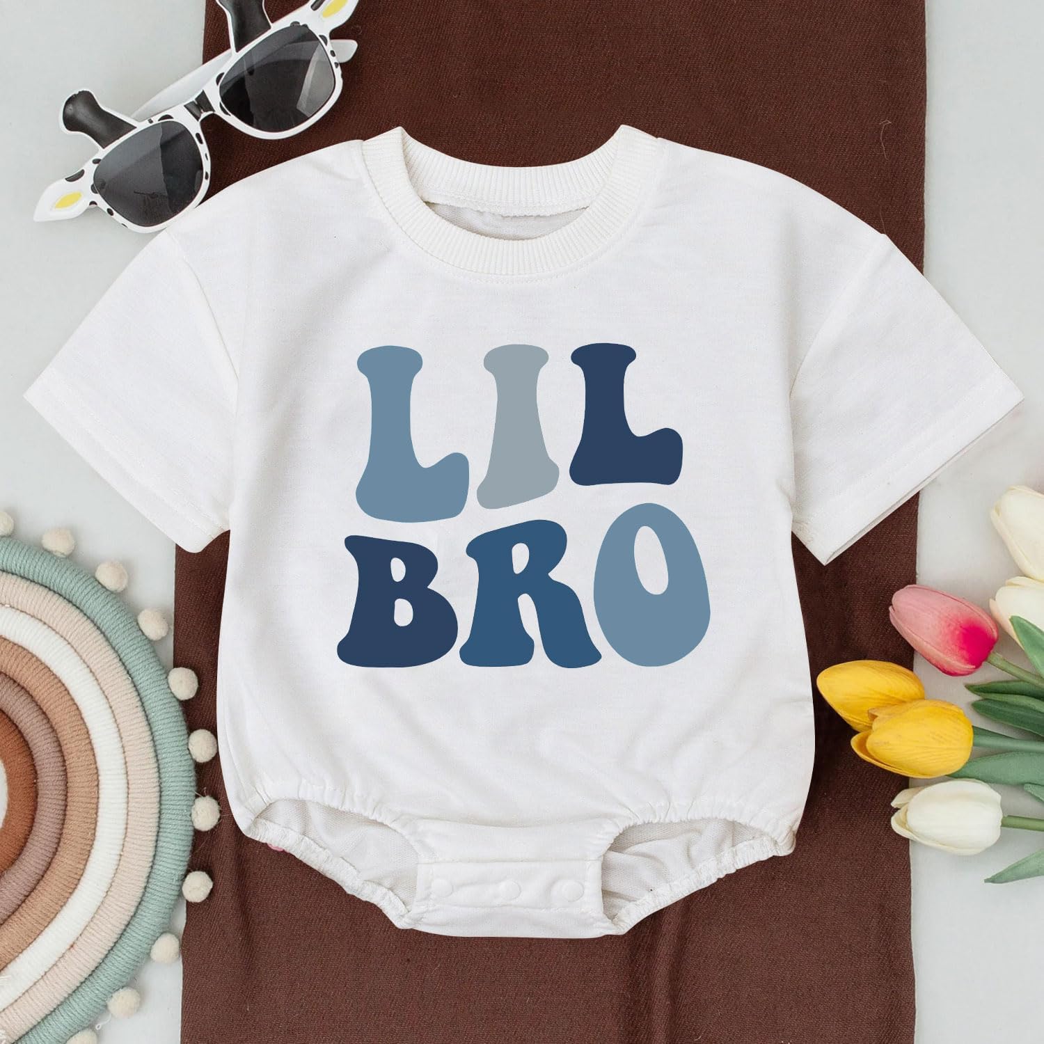 Perfect 2-Piece Baby Boy Romper Set Adorable Little Bro Outfit