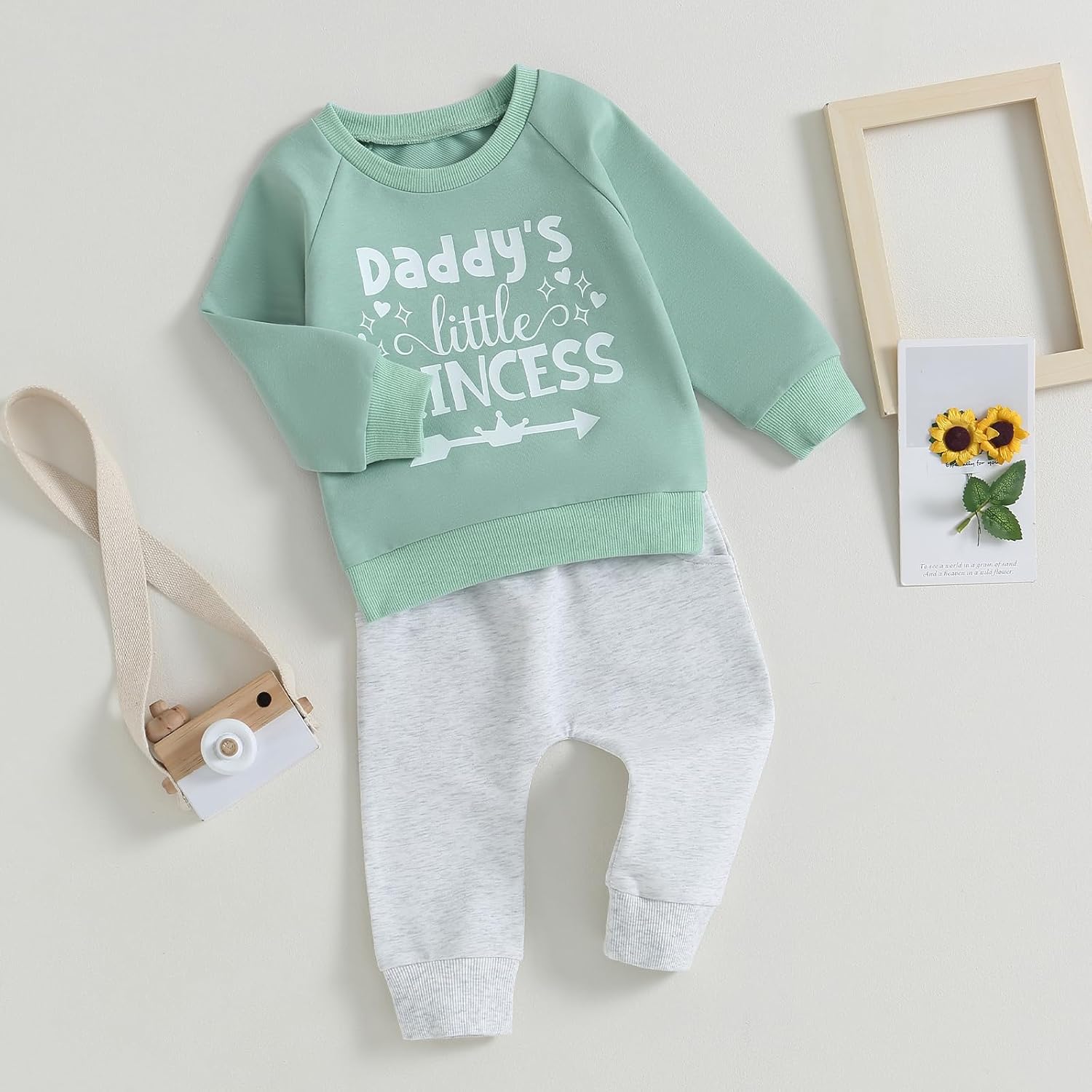 Perfect Toddler Baby Girl Clothes Daddys MaMa Cotton Sweater Pant Set