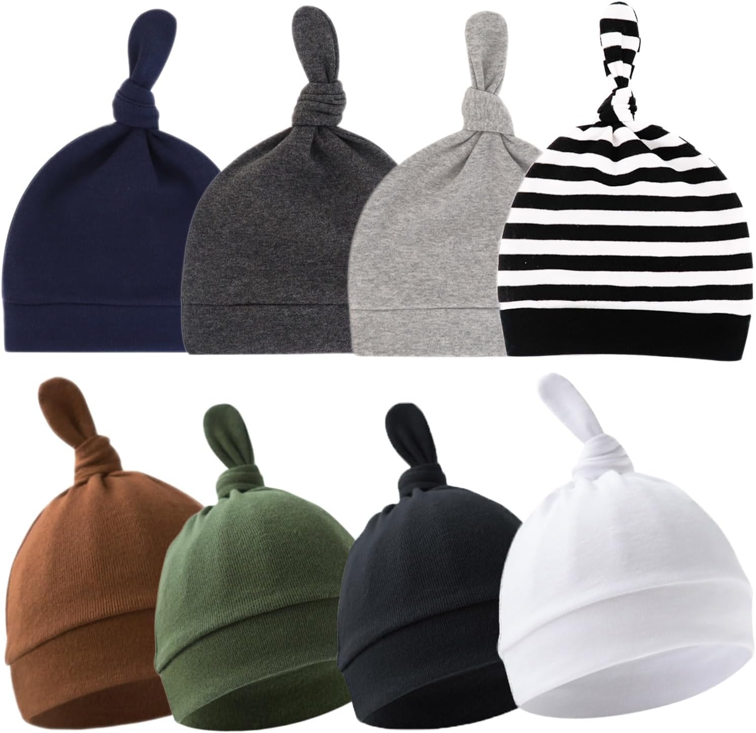 Adjustable Baby Beanie Hats - 8 Pack