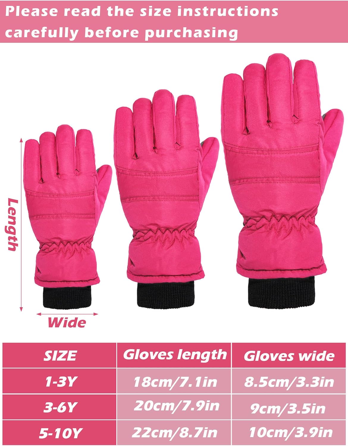 Boao Kids Winter Ski Gloves