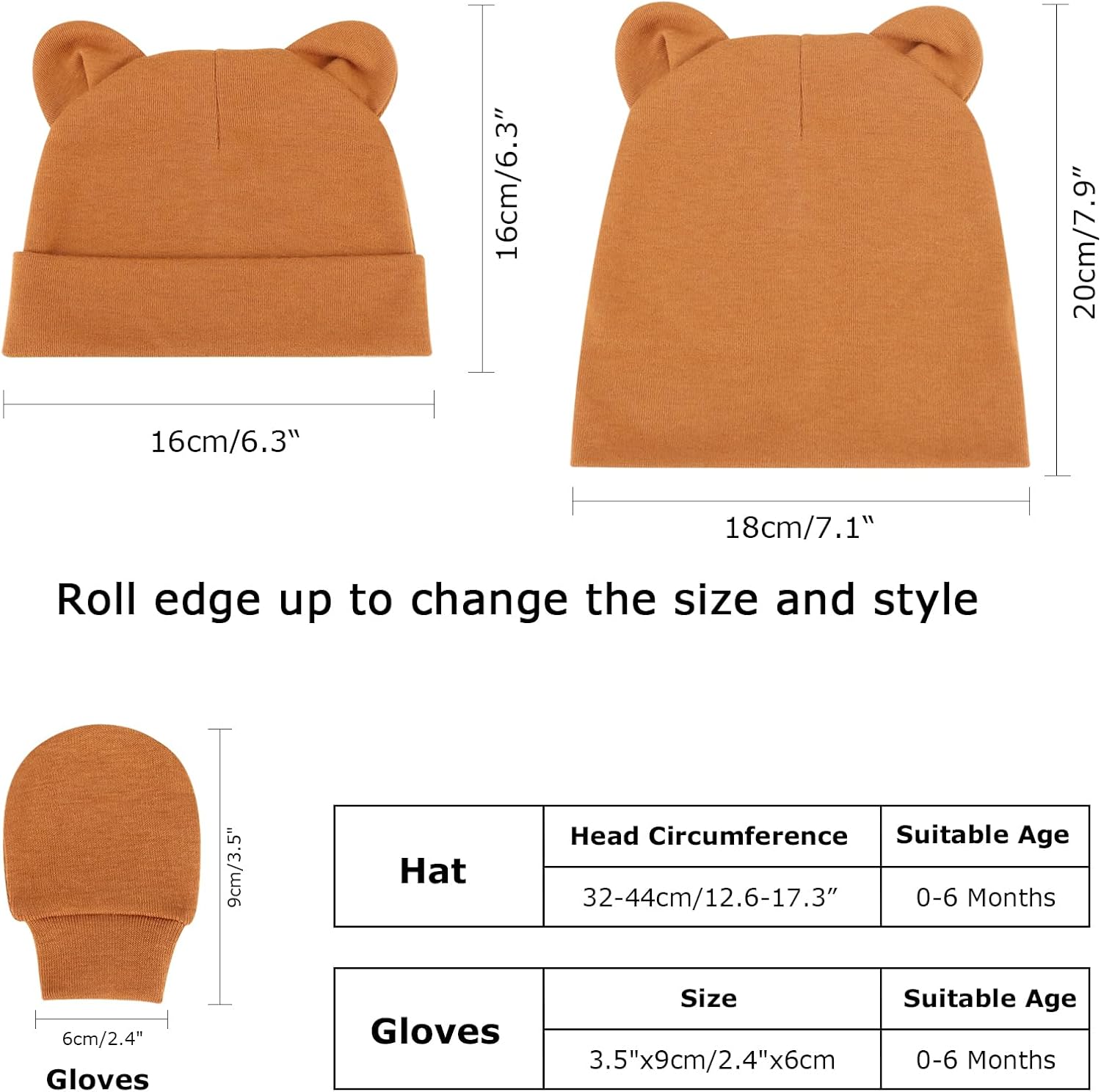 BQUBO Newborn Baby Mittens Hats Bundle