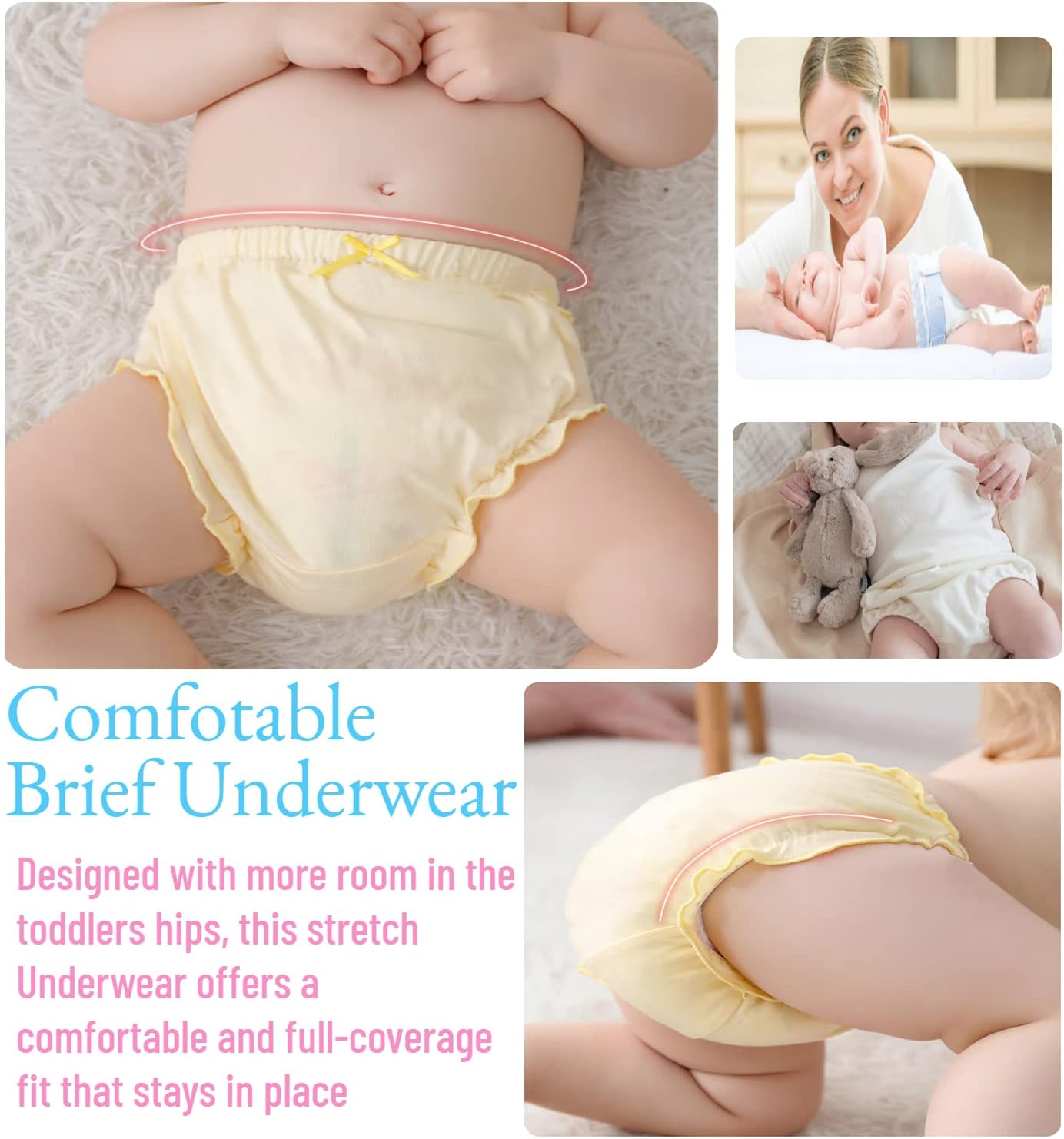 7-Pack Soft Cotton Baby Bloomers for Toddler Girls with Cute Patterns
