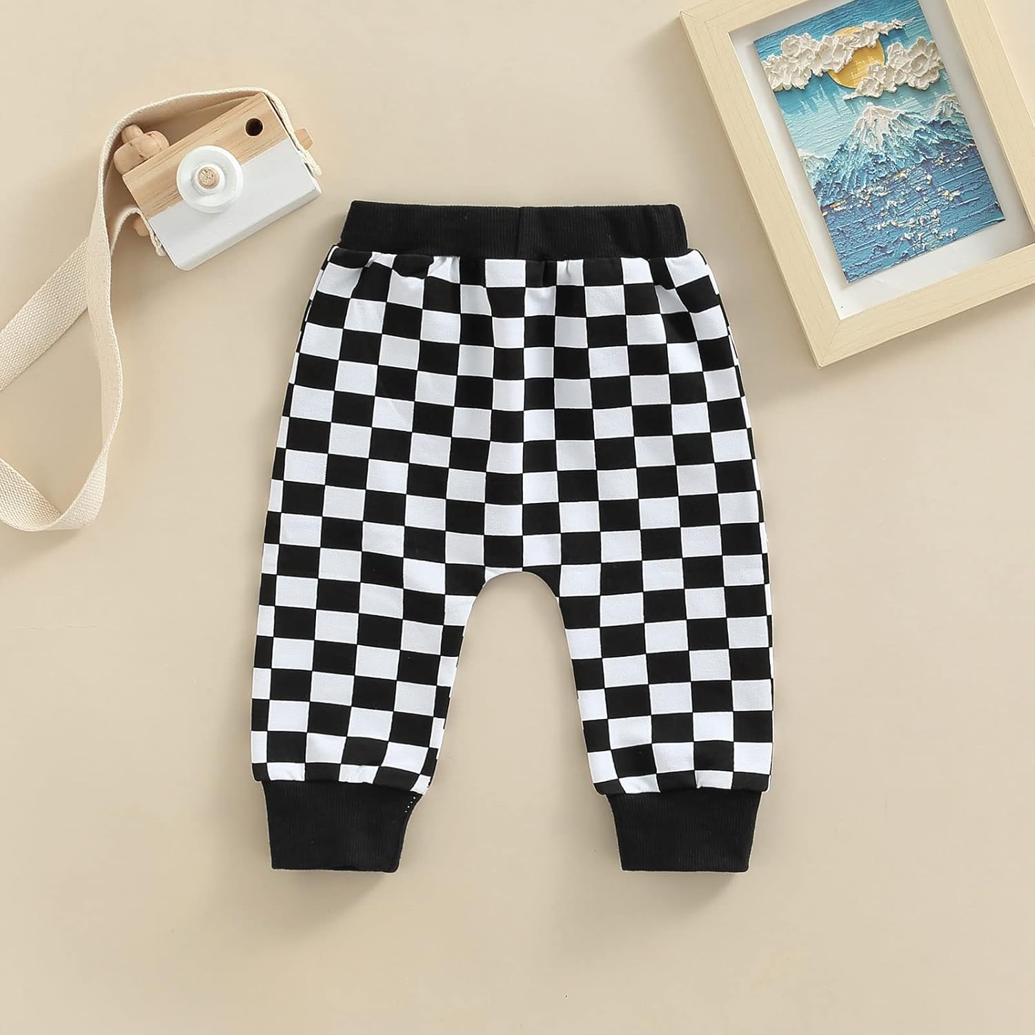 High-Quality Checkerboard Plaid Pants for Baby Elastic Waist Casual Trousers