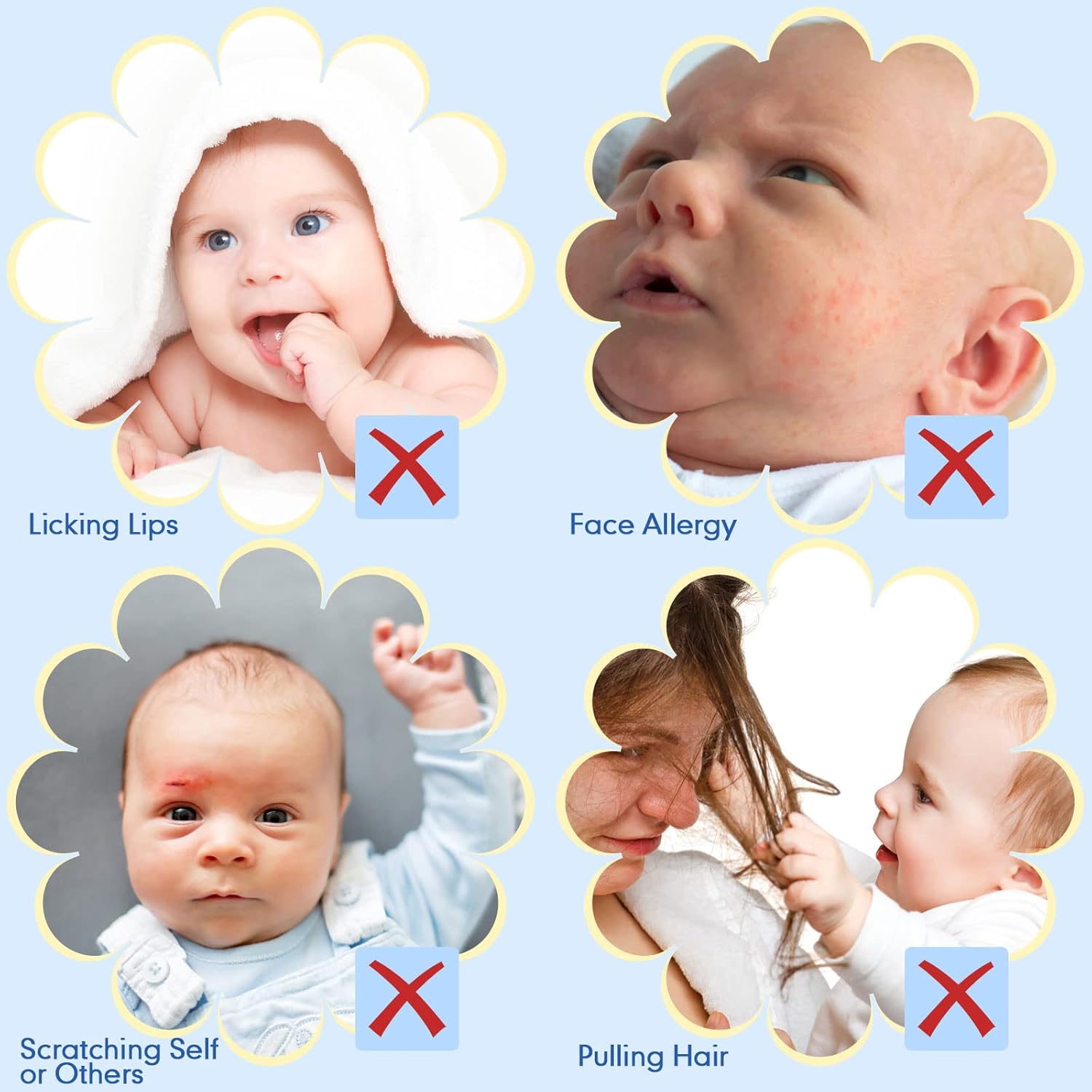 Geyoga 6 Pairs Baby Mittens No Scratch Cotton for 3-9 Months