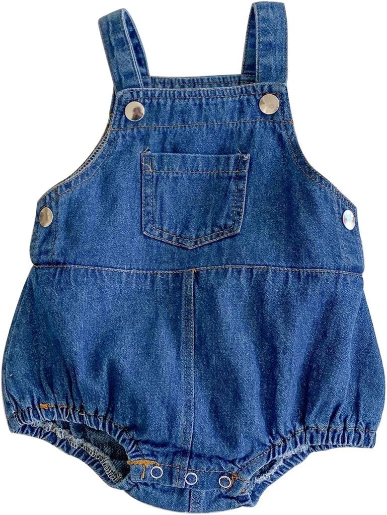 HOOLCHEAN Denim Bodysuit with Straps for Baby