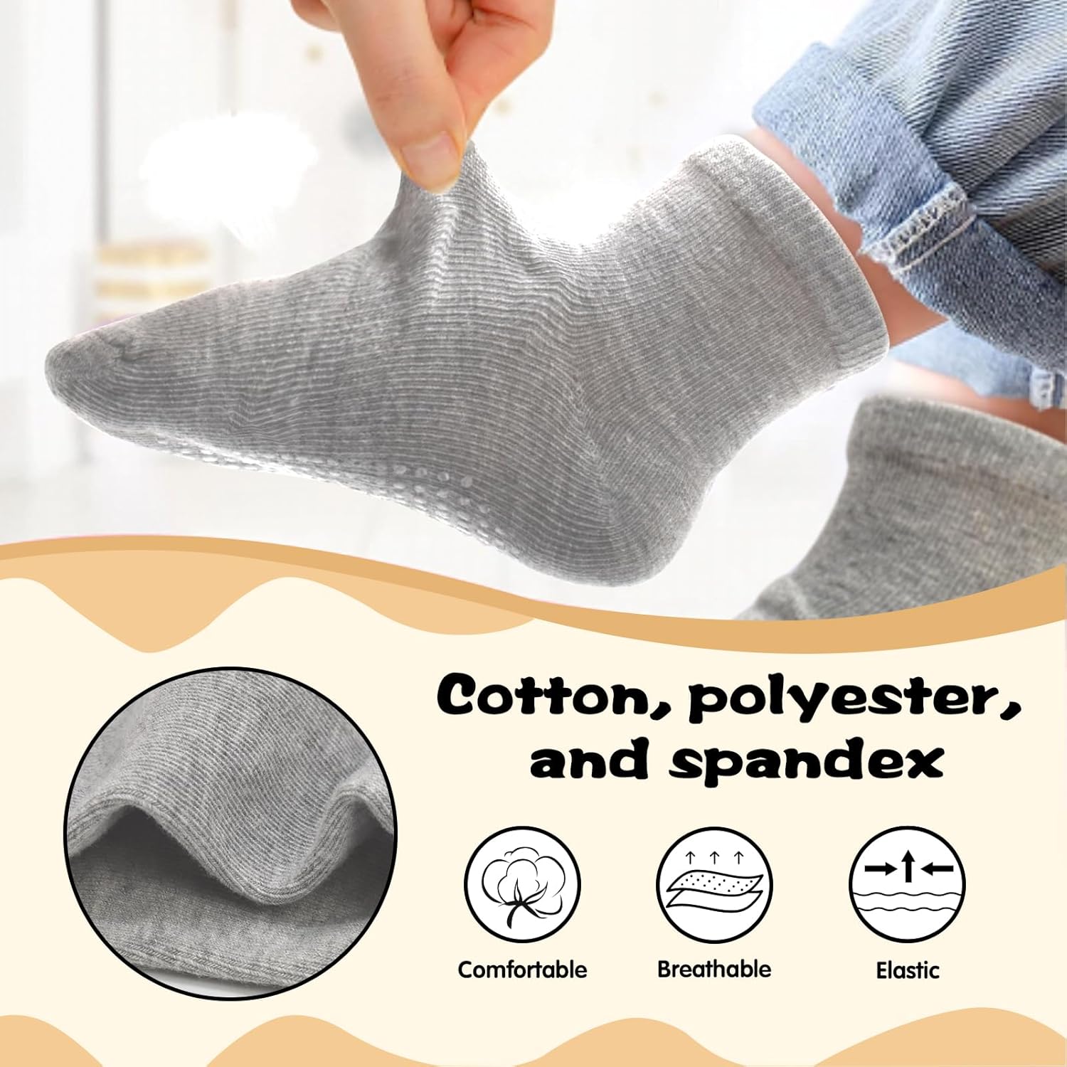 Non-Slip Grip Socks for Toddler Boys and Girls