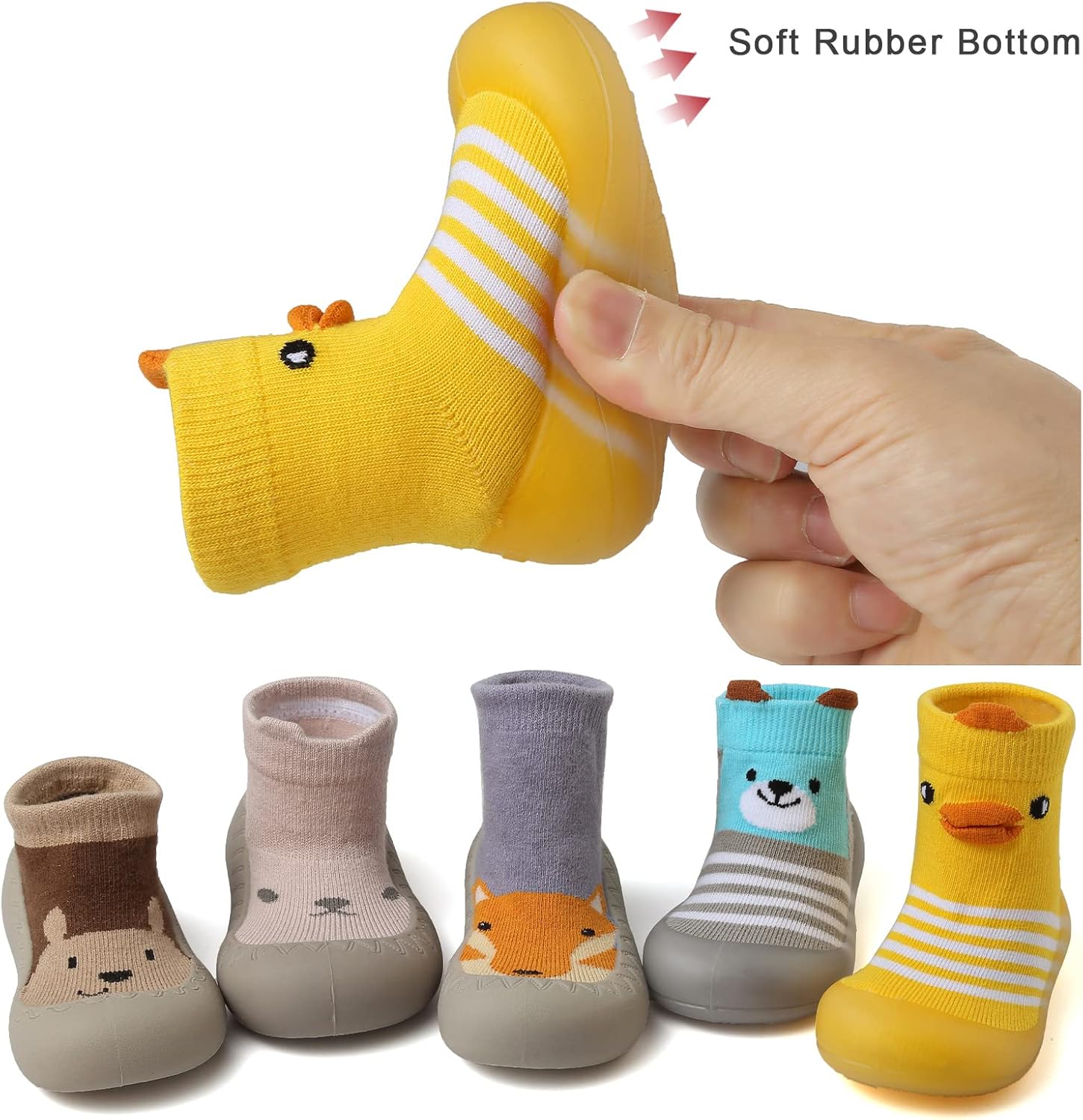 Chaoslook Baby Sock Shoes Non-Slip Anti-Collision Soft Rubber Sole Cartoon Design