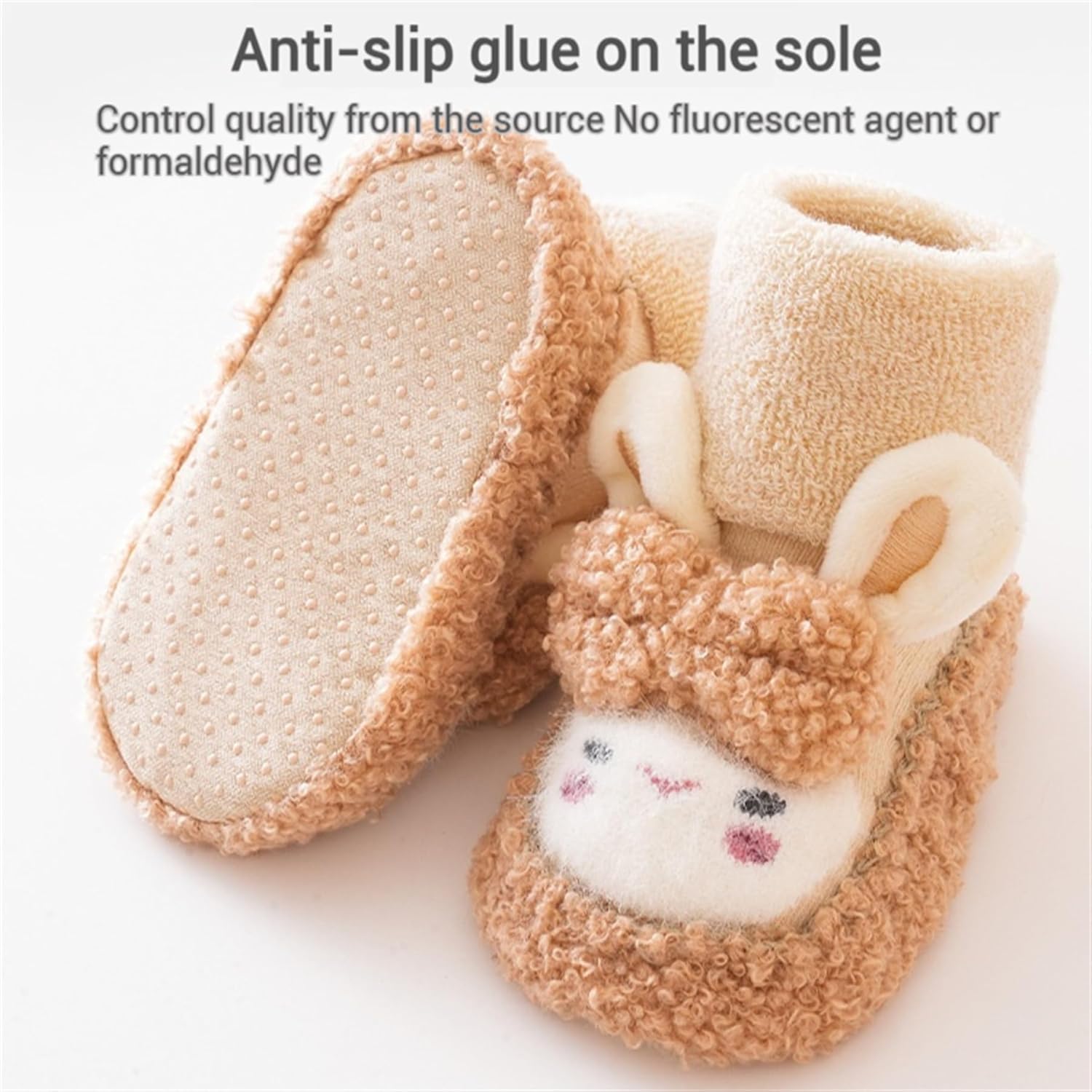 Baby Sock Shoes Non-Slip Warm Walking Slippers for Toddlers 2 Pairs
