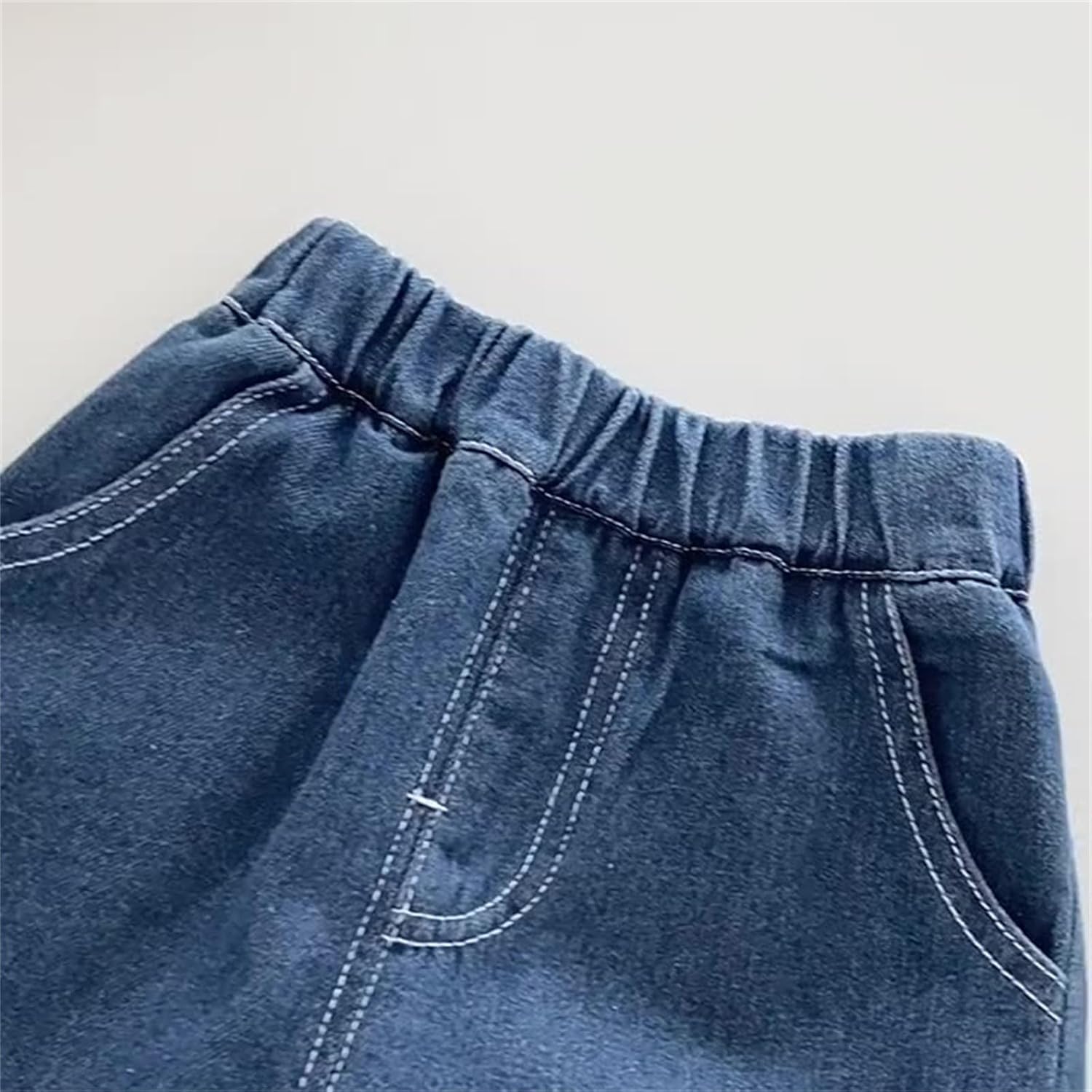 Baby Boys Elastic Waist Jeans with Bear Print