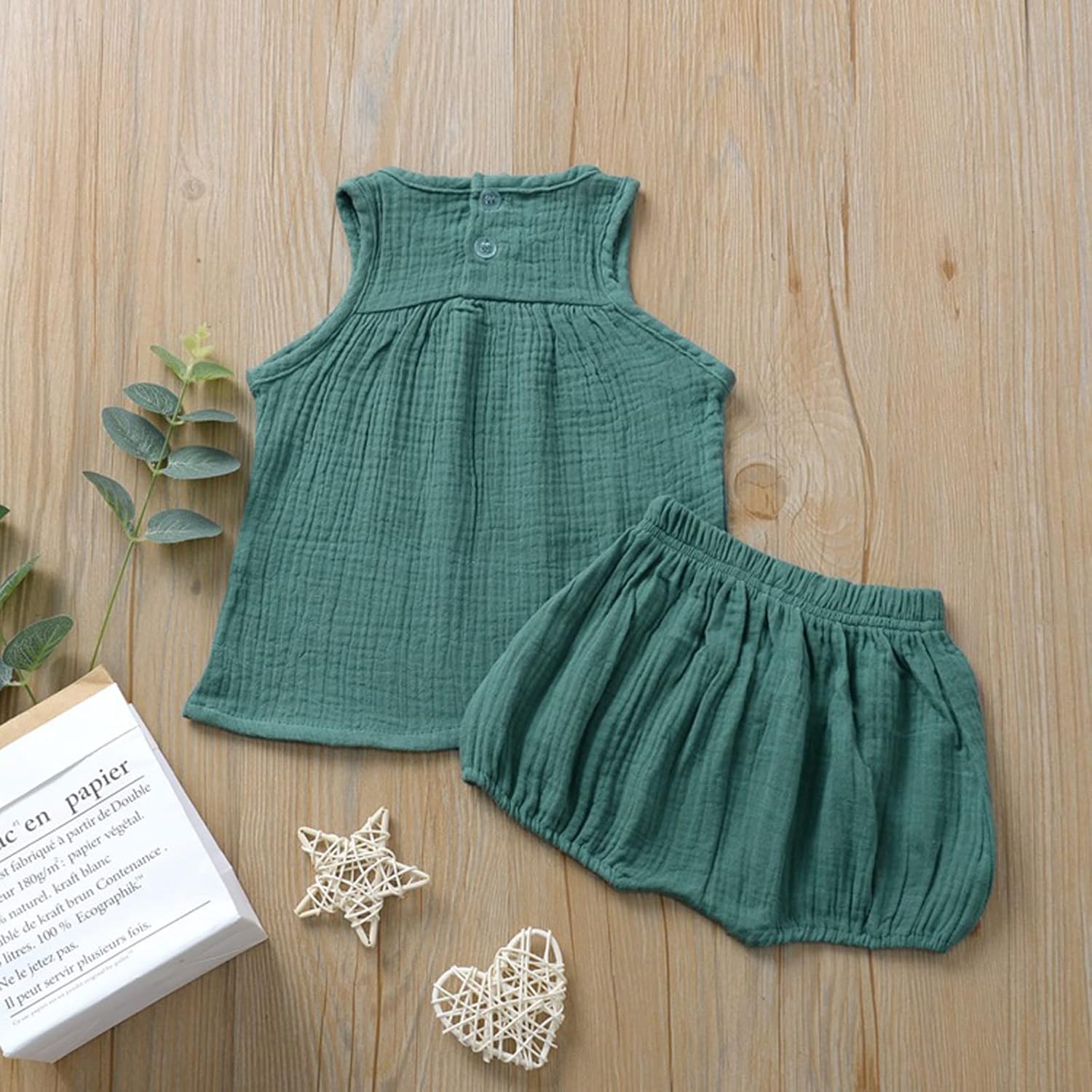 Adorable Solid Tank Romper Set for Baby