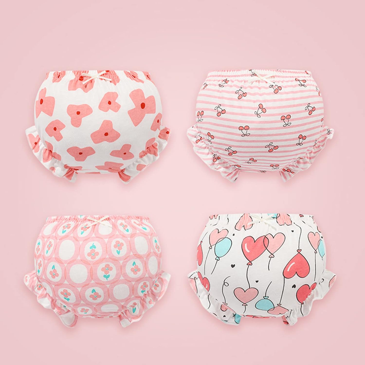 4-Piece Baby GirlsTraining Pants with Ruffle Detail Soft comfy