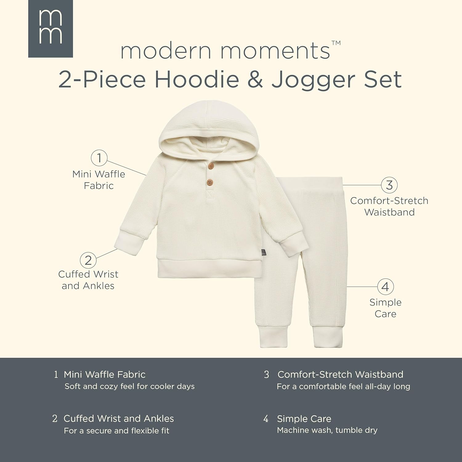 Modern Moments by Gerber Baby Girls Cozy Waffle 2-Piece Set 100 Stretchy