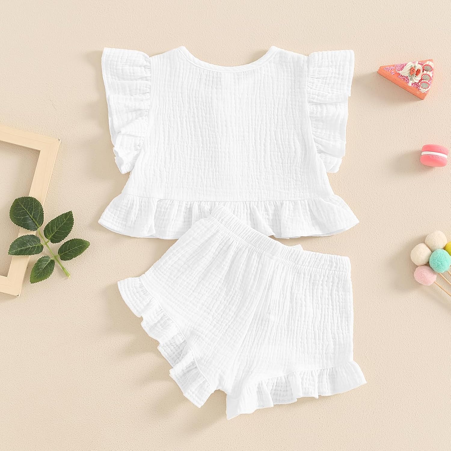 BemeyourBBs Summer Toddler Ruffle Sleeveless Top and Bloomers Set