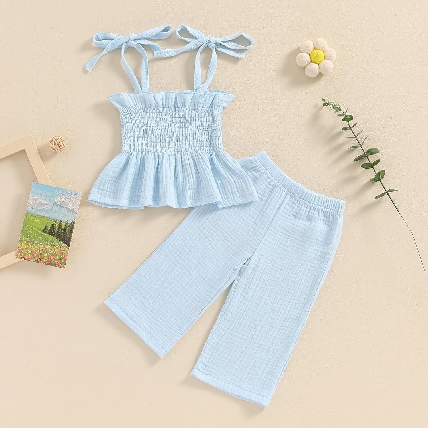 Perfect for Toddler Girls Summer 2-Piece CropTop Pants Set