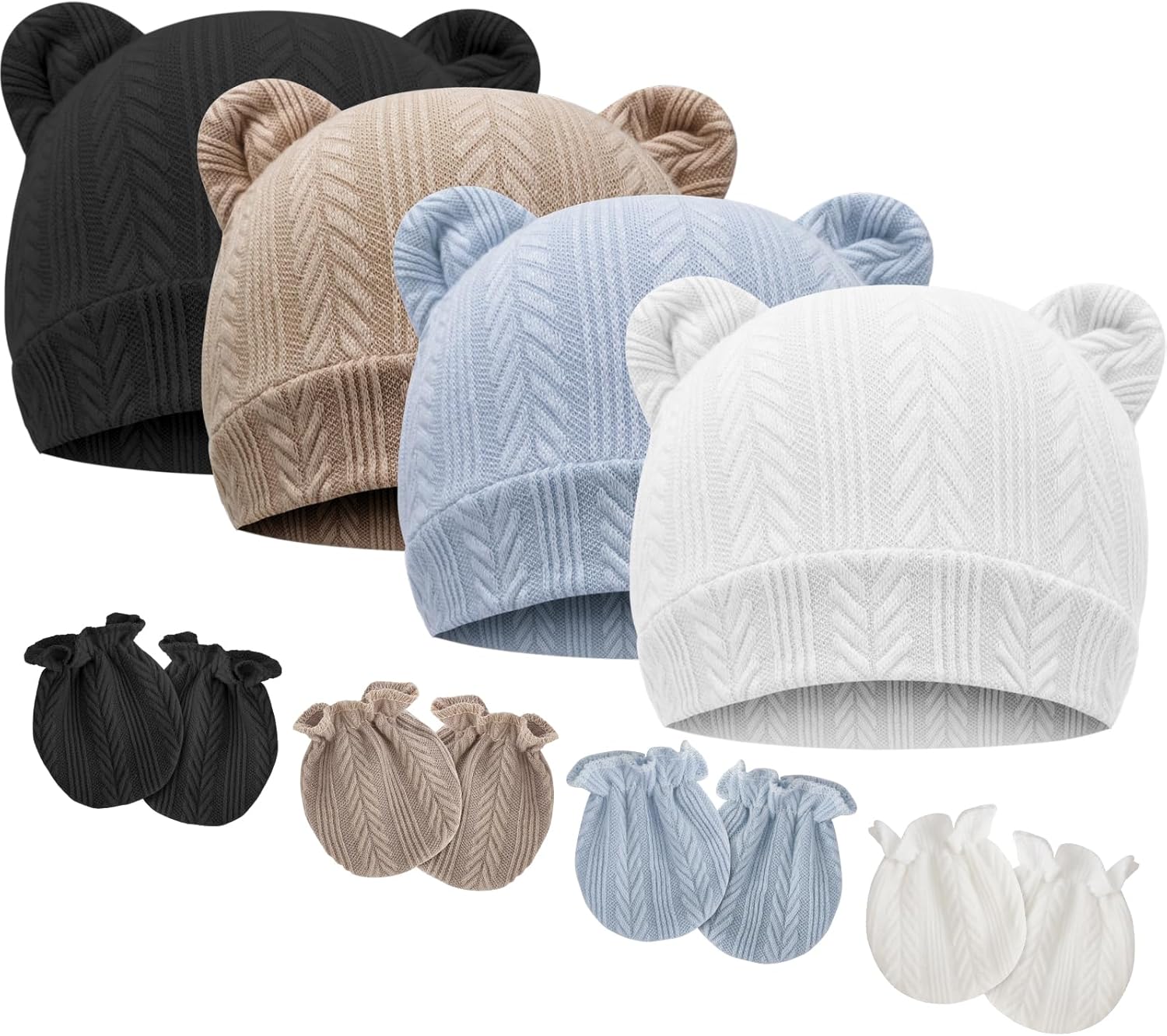 DRESHOW Bear Ears and Mittens Set for Babies