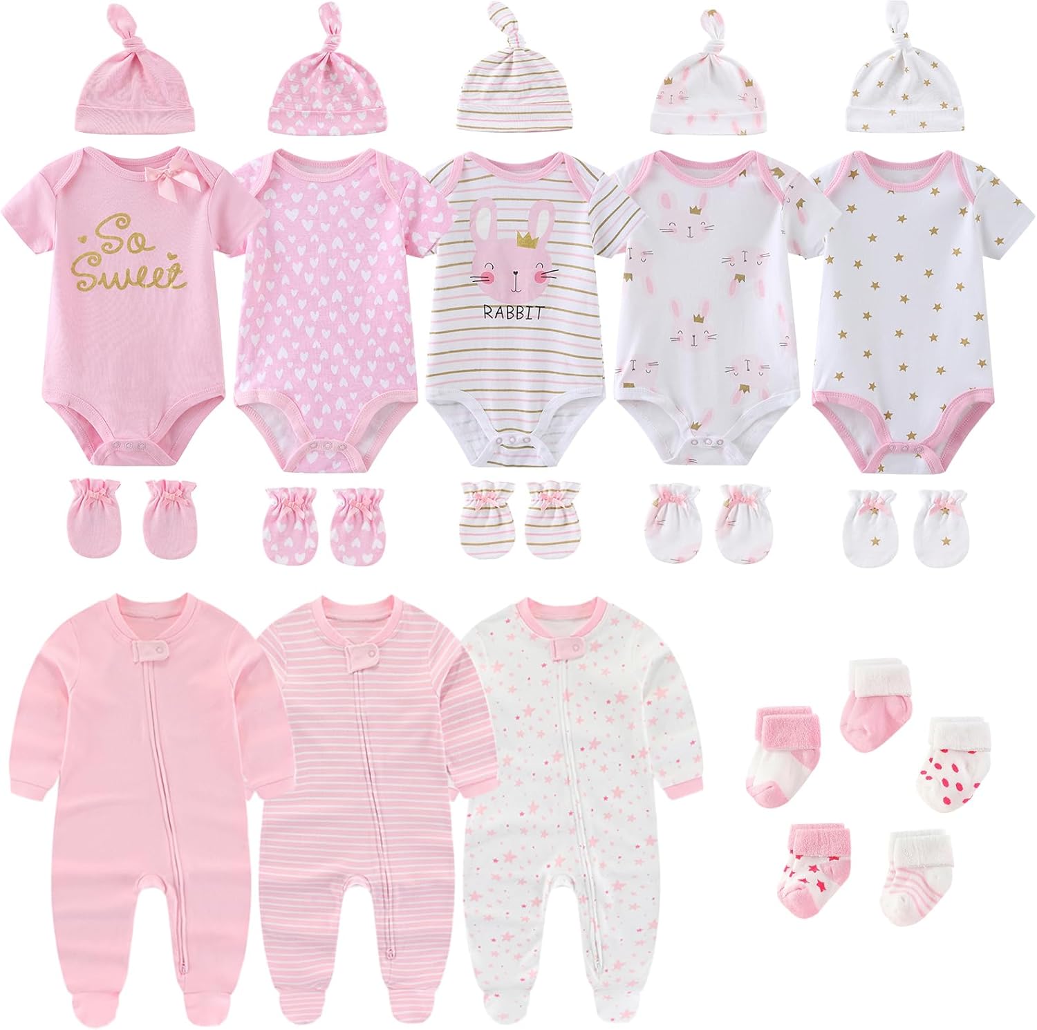 Ruliby Baby Layette Set for Pink Girls 0-12 Months - 23_pieces
