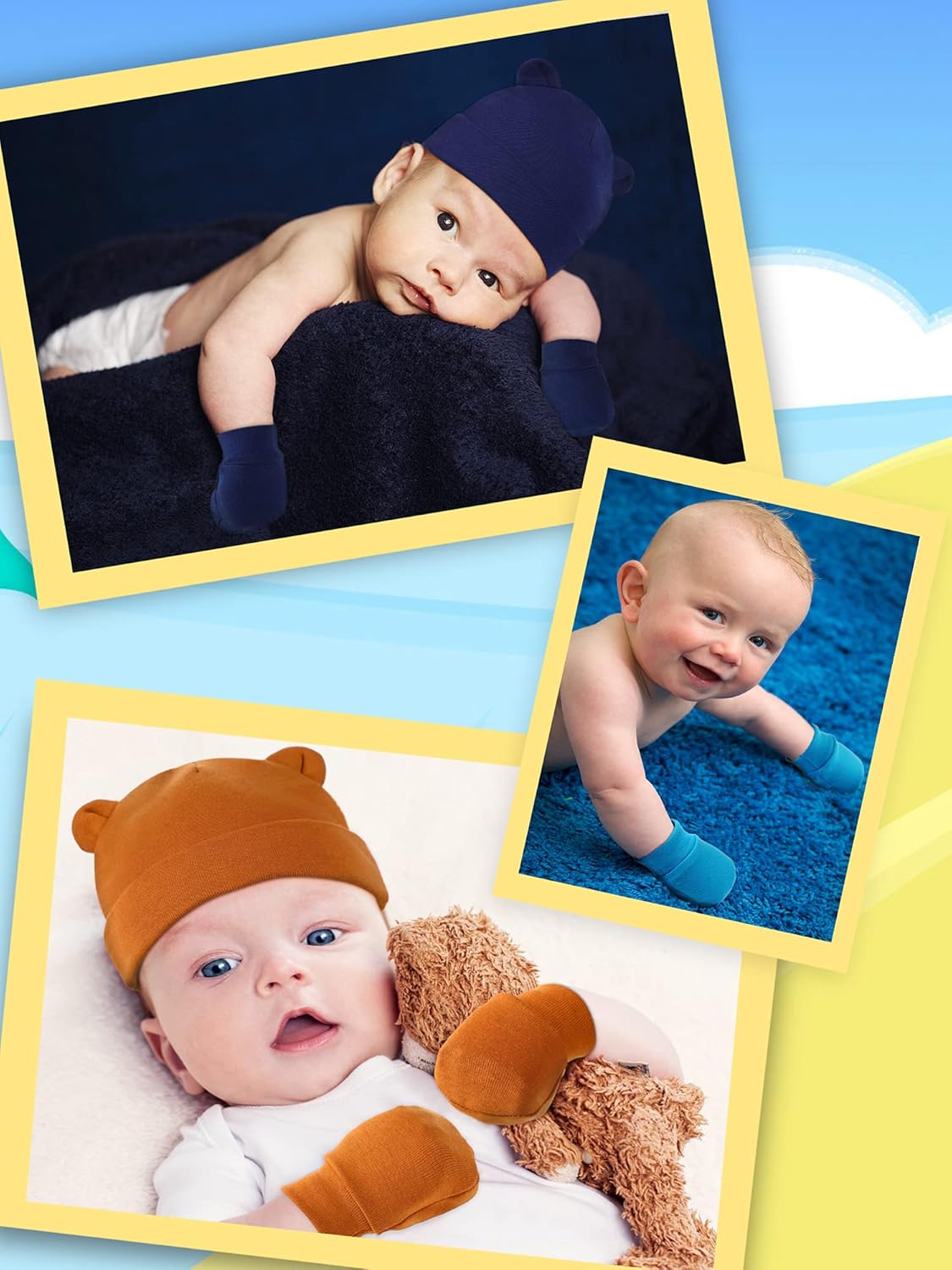 12-Piece Newborn Hat Mittens Gloves Set