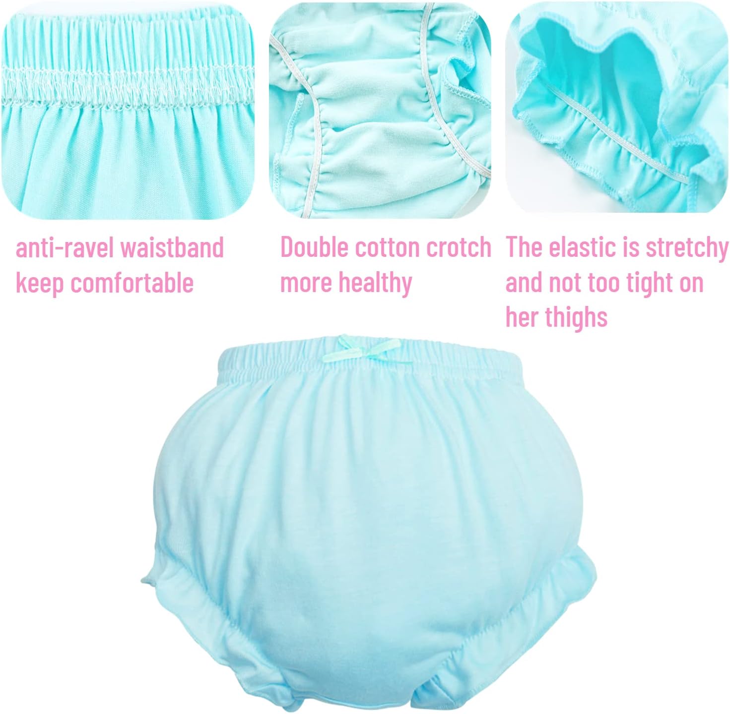 7-Pack Soft Cotton Baby Bloomers for Toddler Girls with Cute Patterns