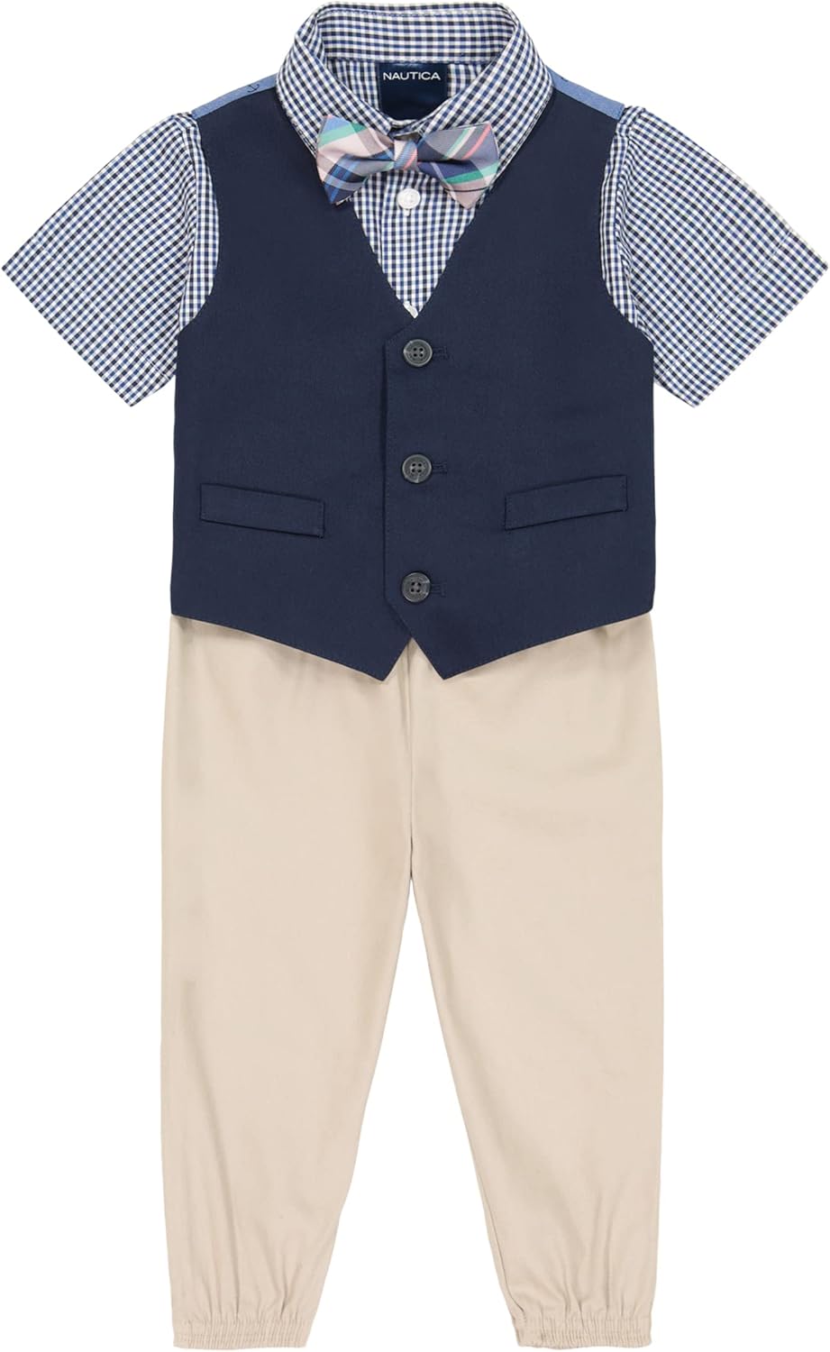 Adorable Nautica Boys 4-Piece Suit Set With Bow Tie