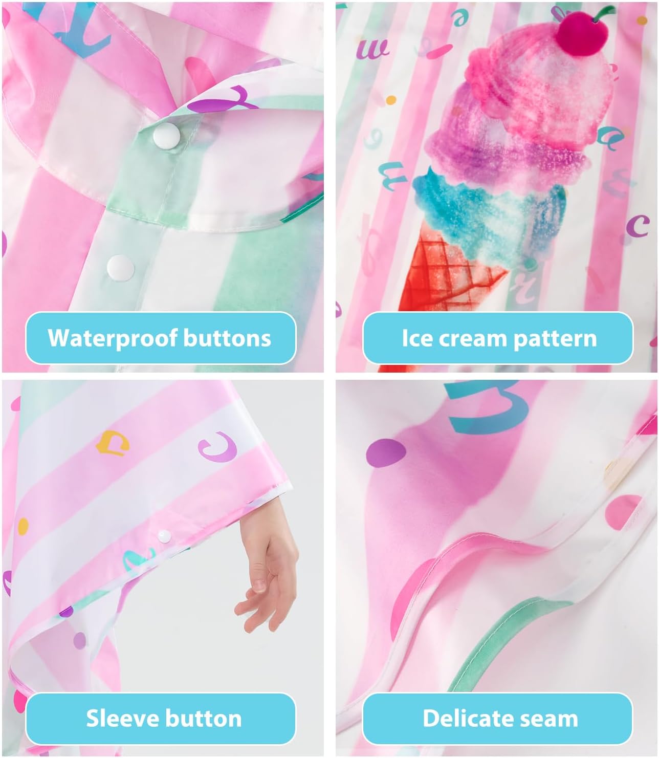 WAWSAM Lightweight Toddler Rain Poncho Reusable Waterproof jacket