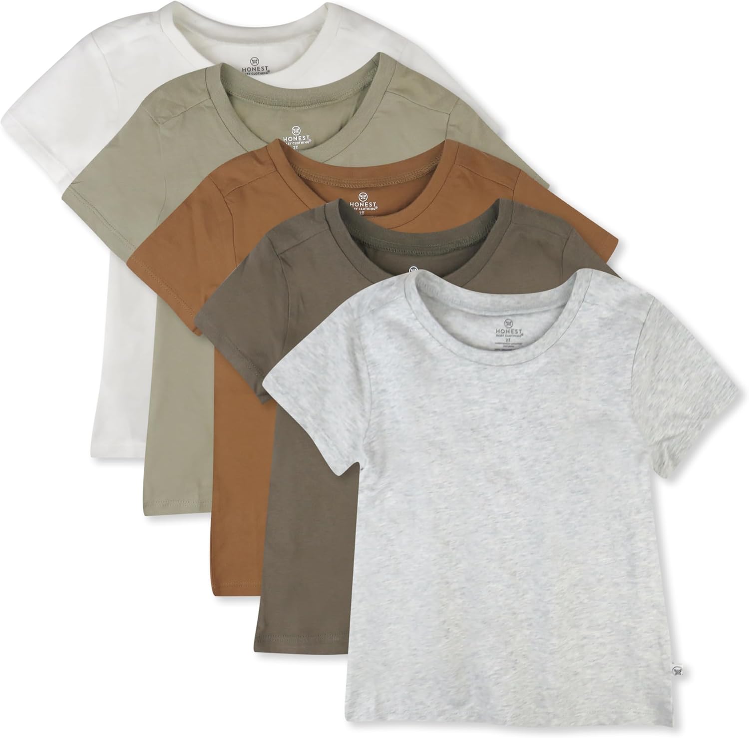 HonestBaby Unisex 5-Pack Soft Cuts Fine T-Shirts for Babies