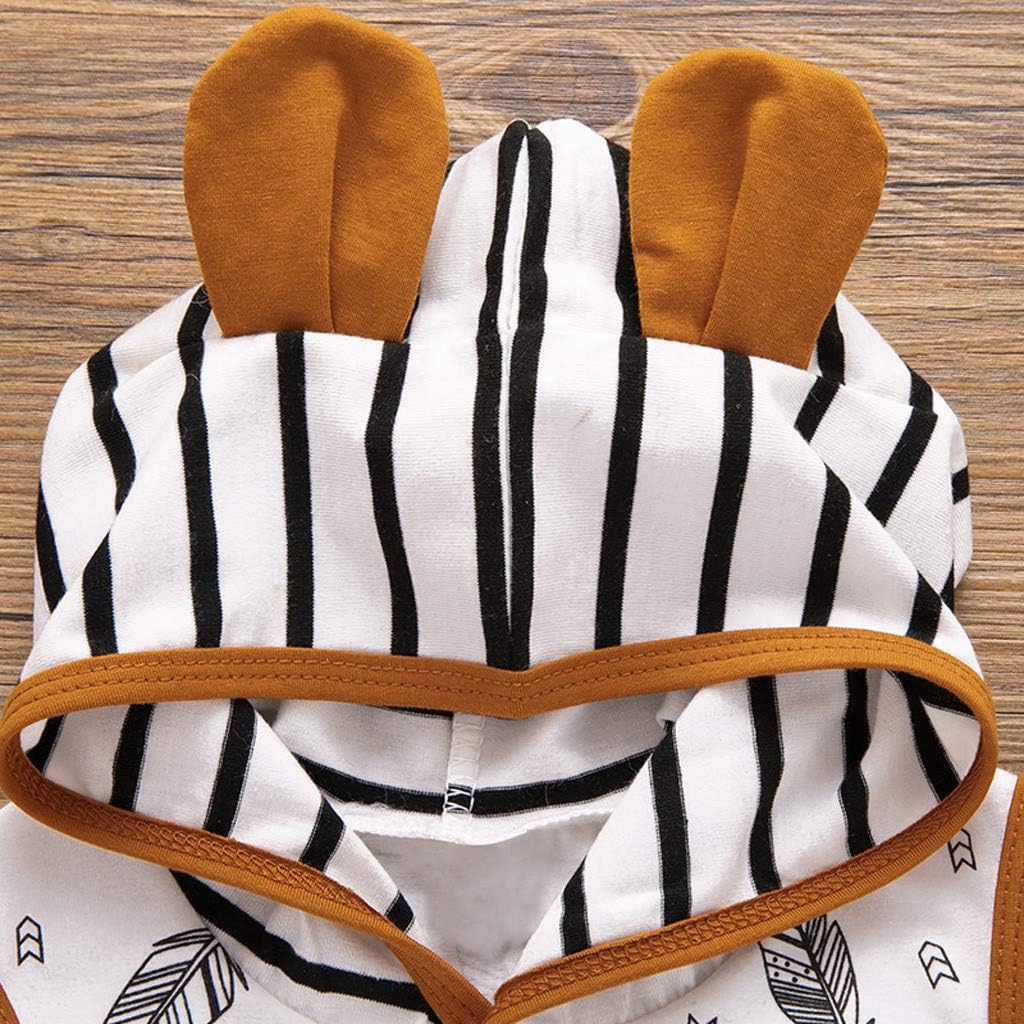 AMIMOJY Kids Summer Set Hooded Vest Stripe Pants