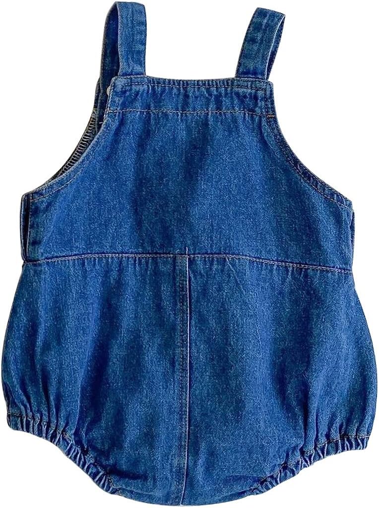 HOOLCHEAN Denim Bodysuit with Straps for Baby