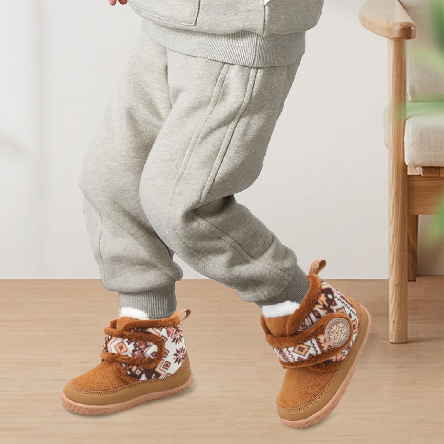 Scurtain Toddler Slippers Fuzzy Winter Boots for Boy Girl Cozy House Shoes