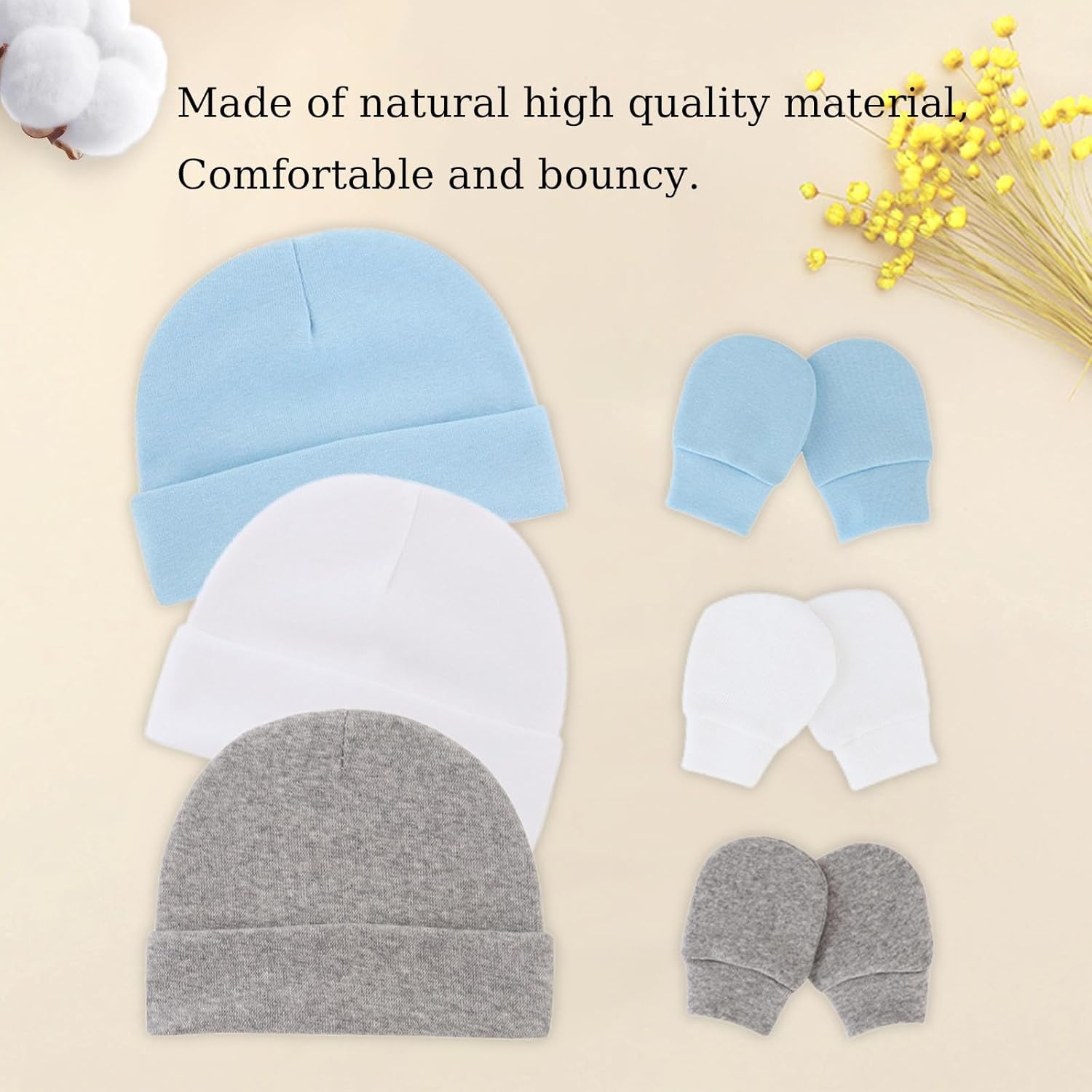 Fecawd Baby Hat and Mitten Set for Babies
