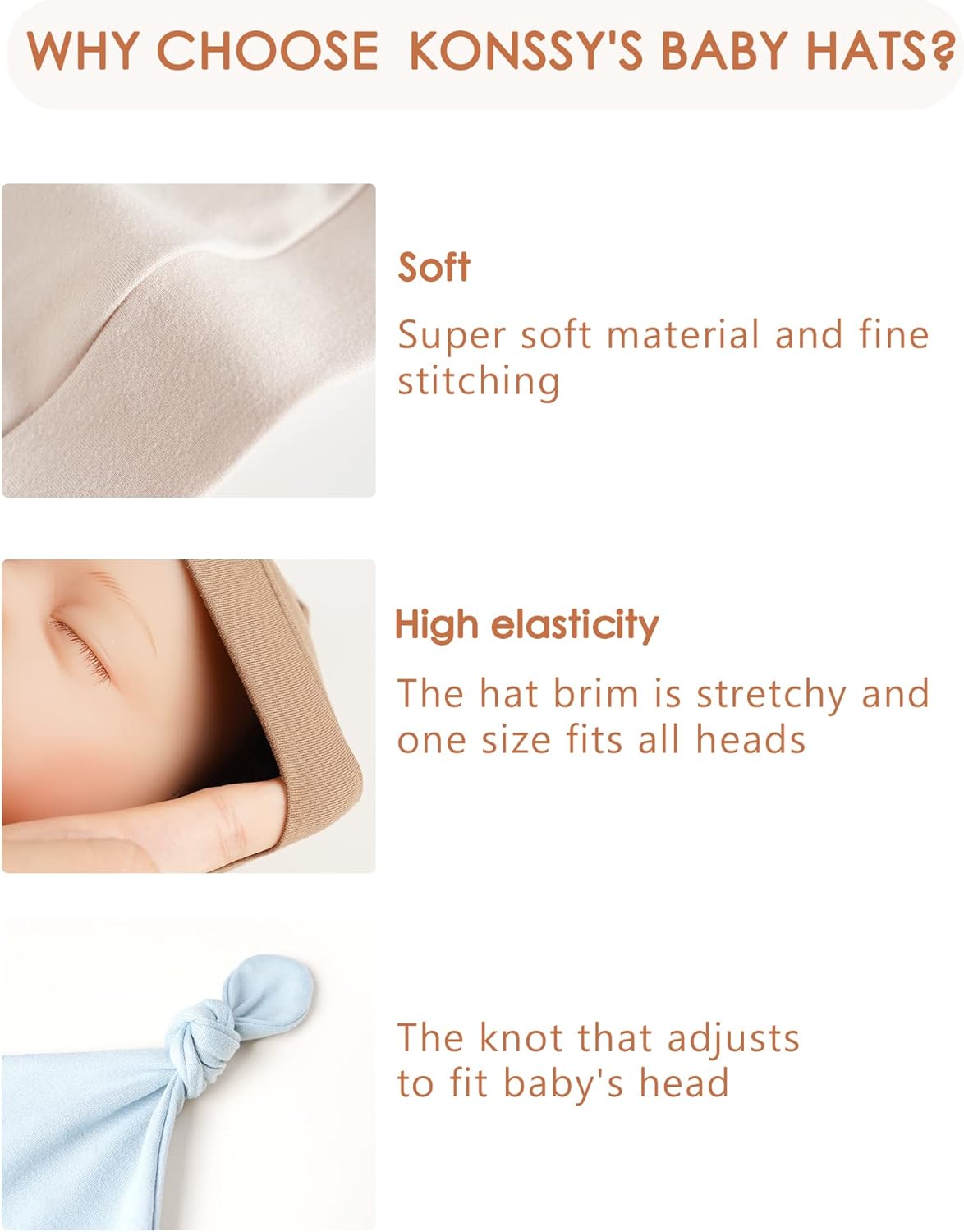 Konssy 6-Piece Newborn Hats Set