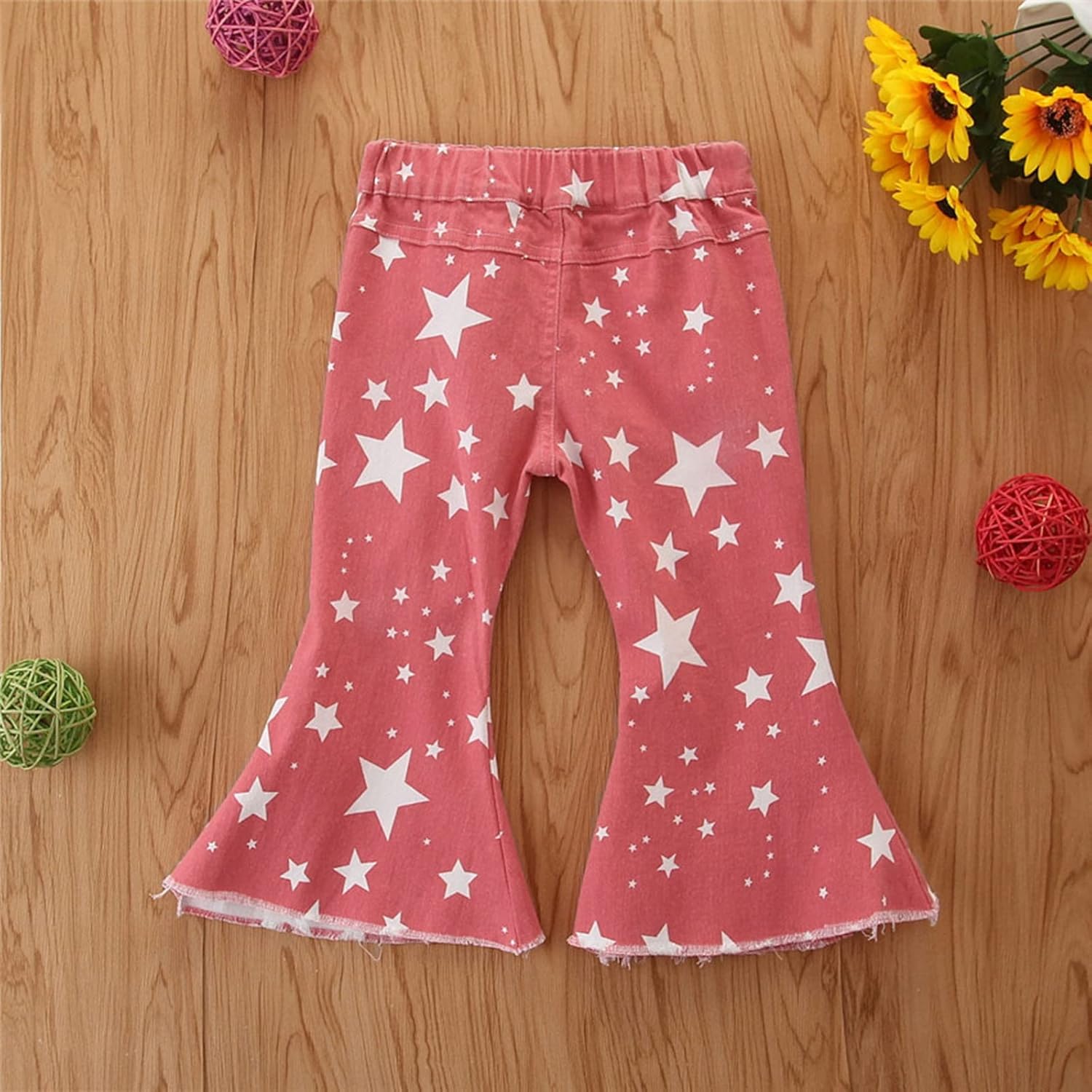 Stars Ruffle Ripped Flare Denim Jeans for Toddlers