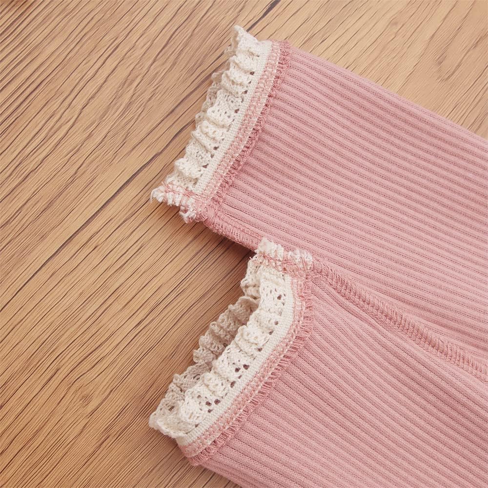 Cute Footless Ruffle Lace Trim Leggings for Toddler Girls