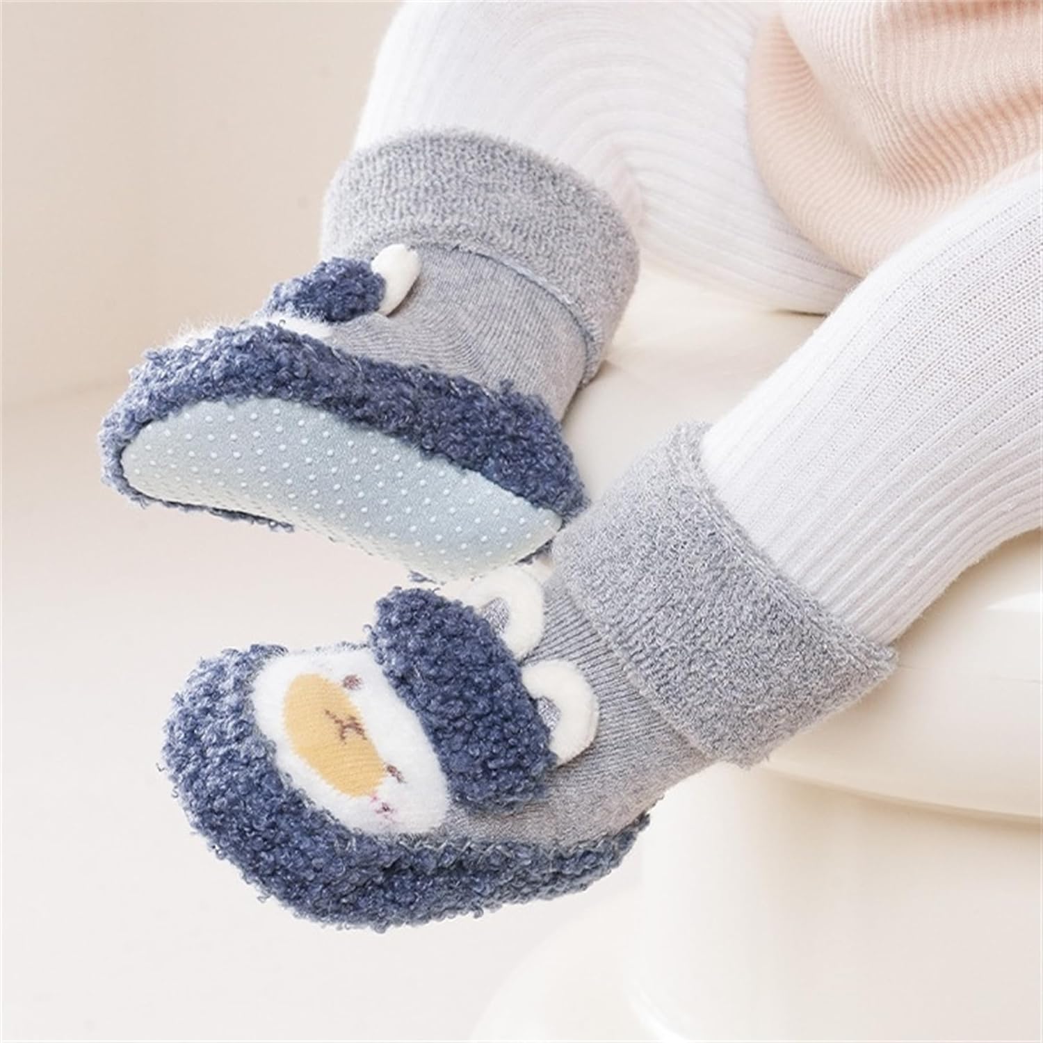 Baby Sock Shoes Non-Slip Warm Walking Slippers for Toddlers 2 Pairs