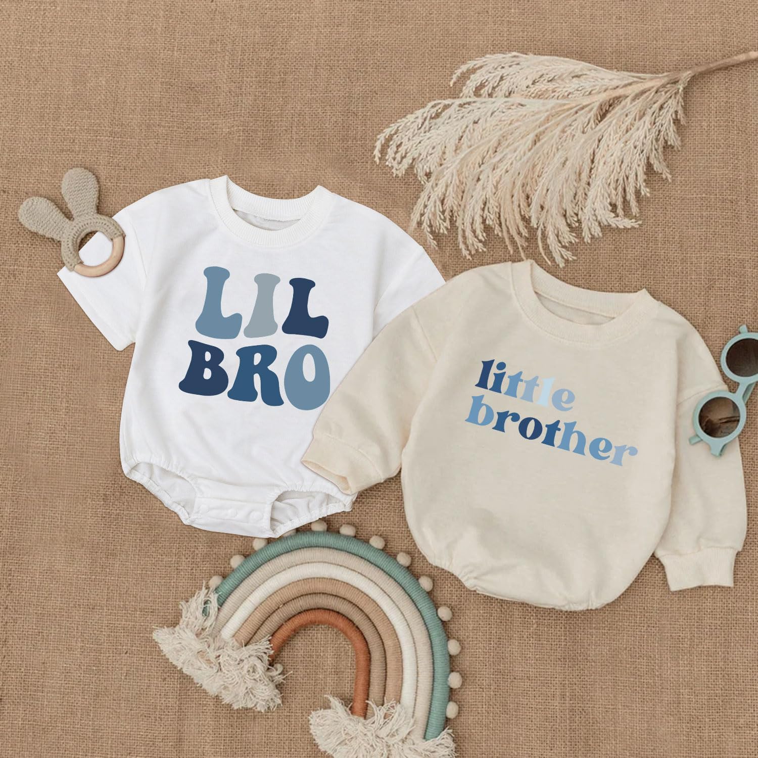 Perfect 2-Piece Baby Boy Romper Set Adorable Little Bro Outfit