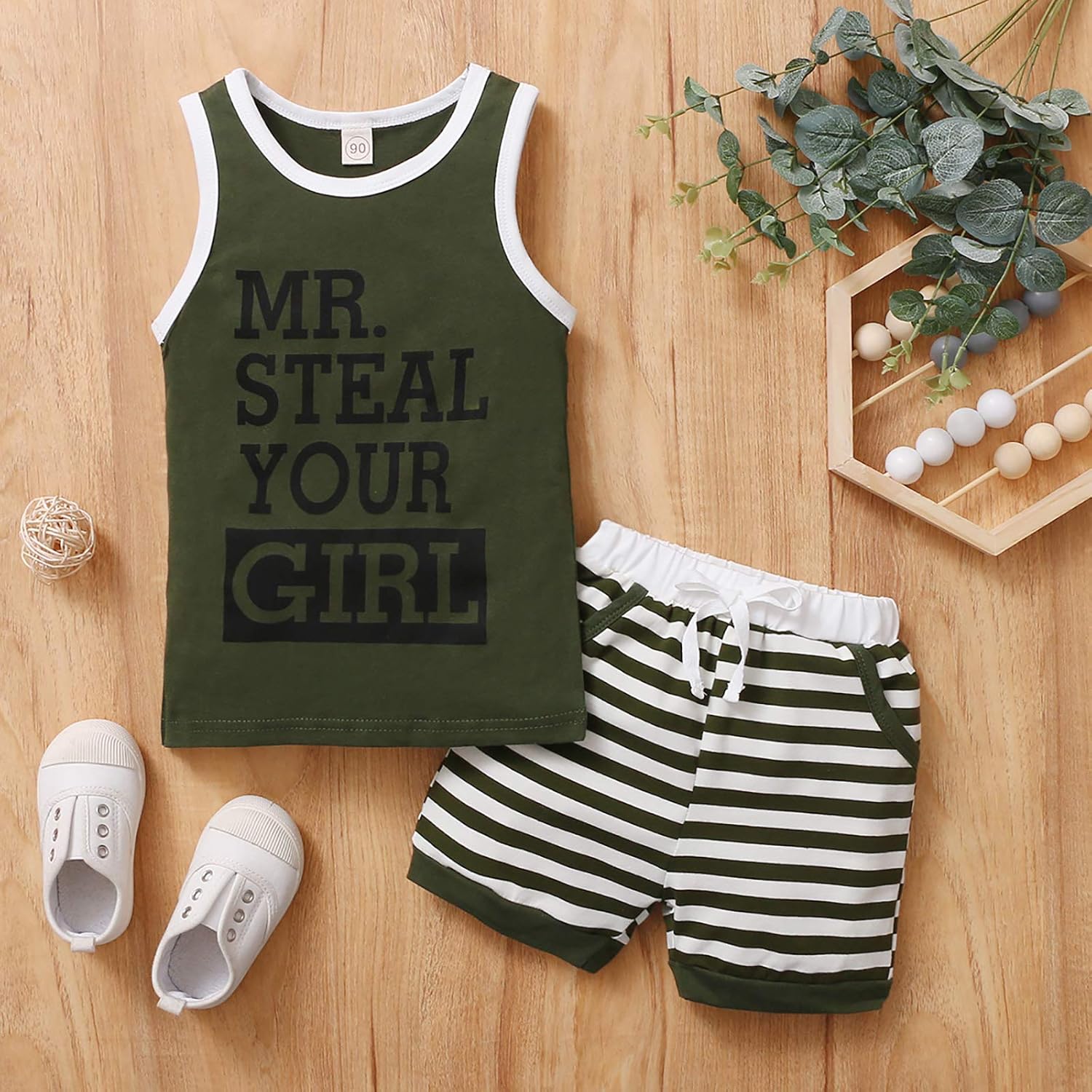 One Opening Baby Boys Tank Tops Shorts Set for Summer