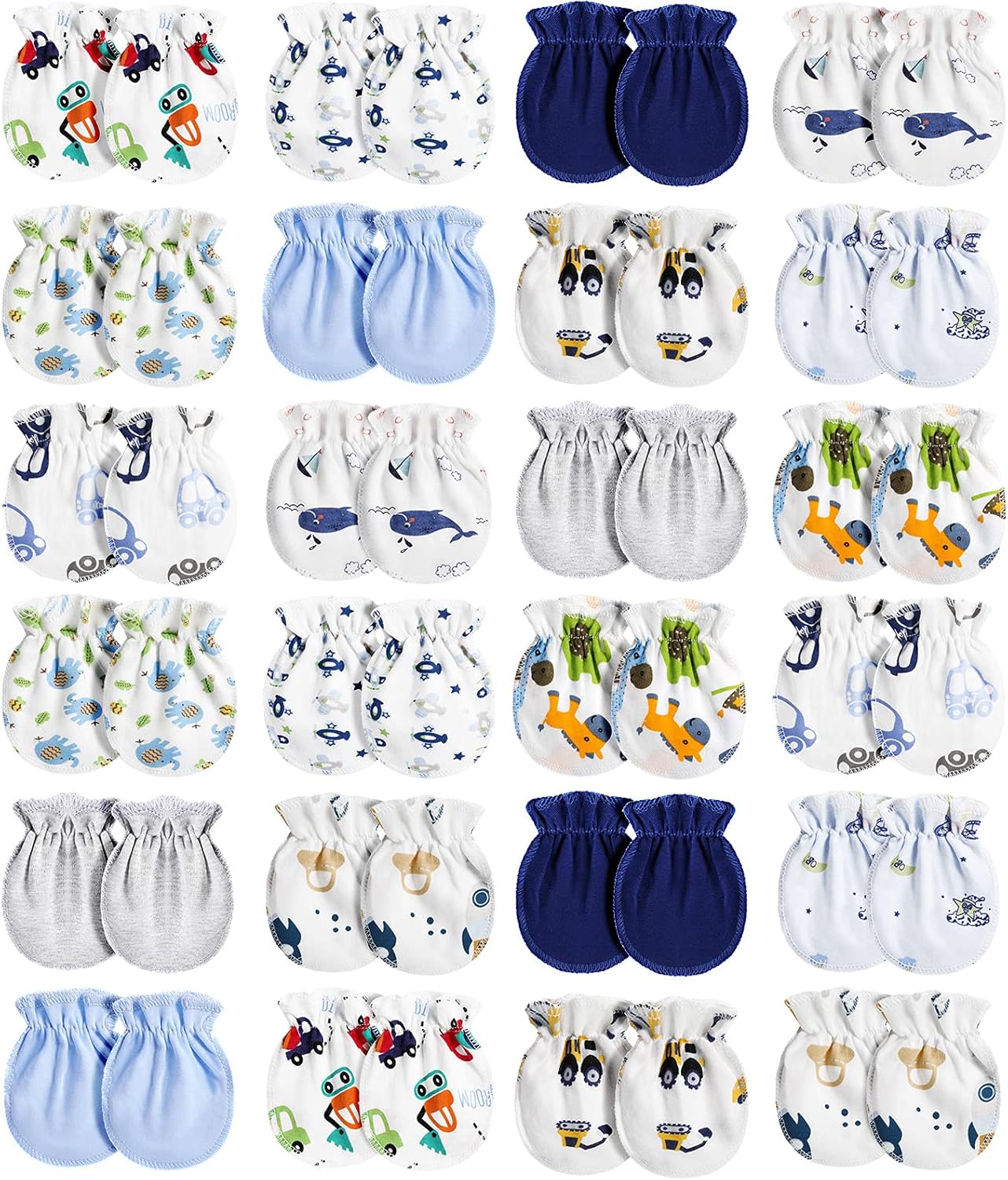 Geyoga 24 Pairs Newborn Baby Mittens - Soft Elastic Gloves for Babies