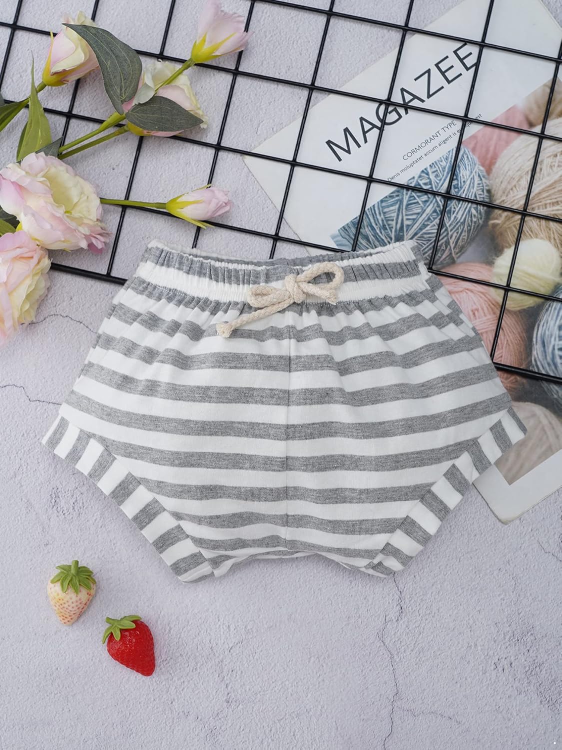 Iiniim Baby Cotton Stripped Harem Shorts