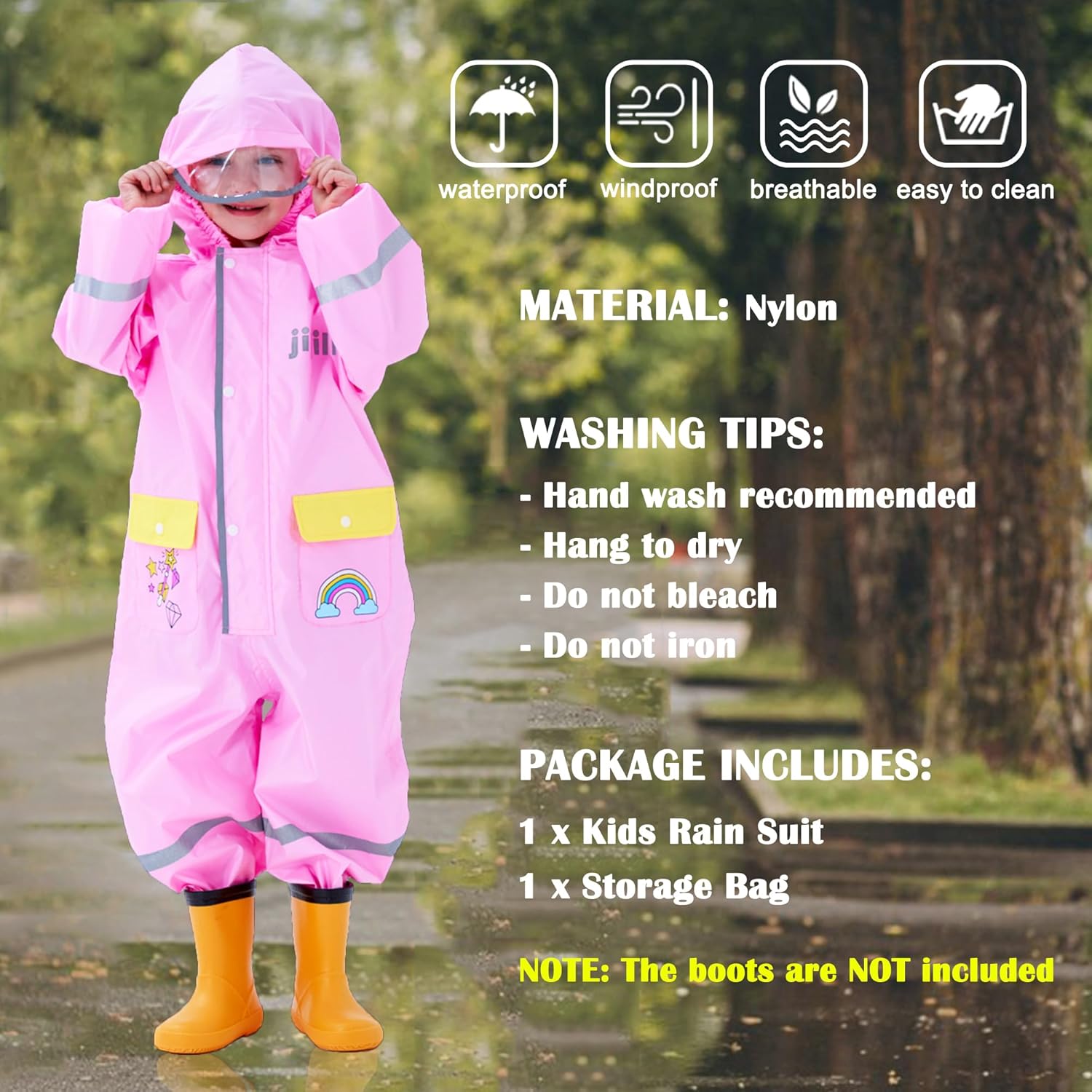 Fewlby Safe Dry Toddler Rain Coats for Kids