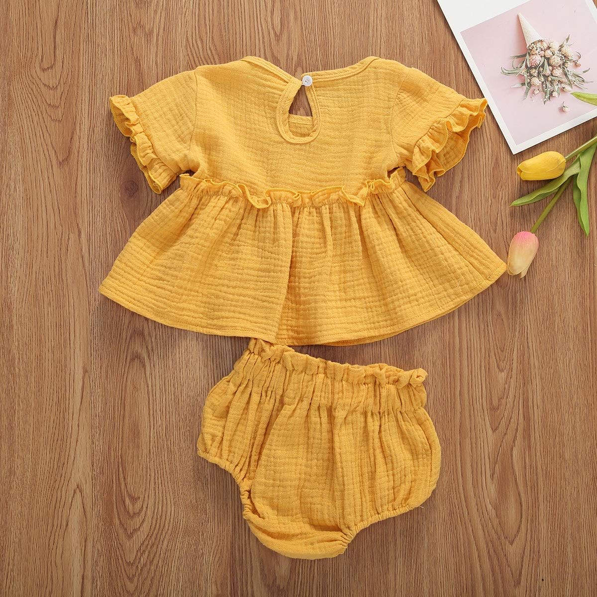 Perfect Summer Outfit for Newborn - Ruffled Solid Set