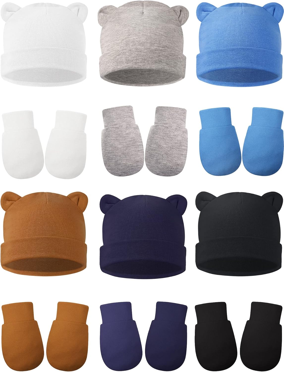 12-Piece Newborn Hat Mittens Gloves Set