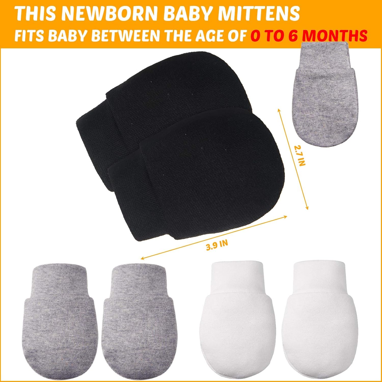 9-Pair No-Scratch Cotton Gloves for Newborn Boys and Girls