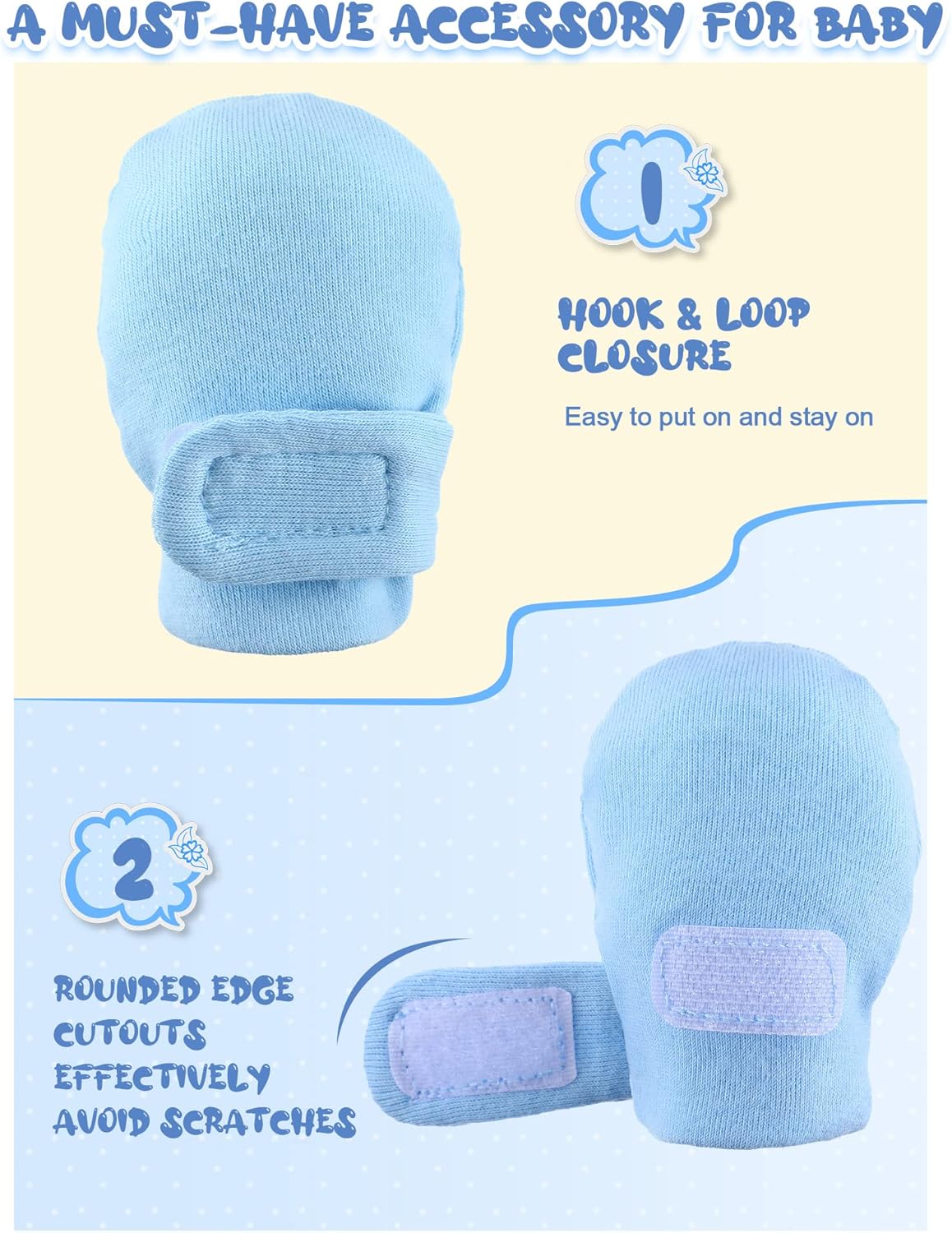 Adjustable 12-Piece Baby Mittens